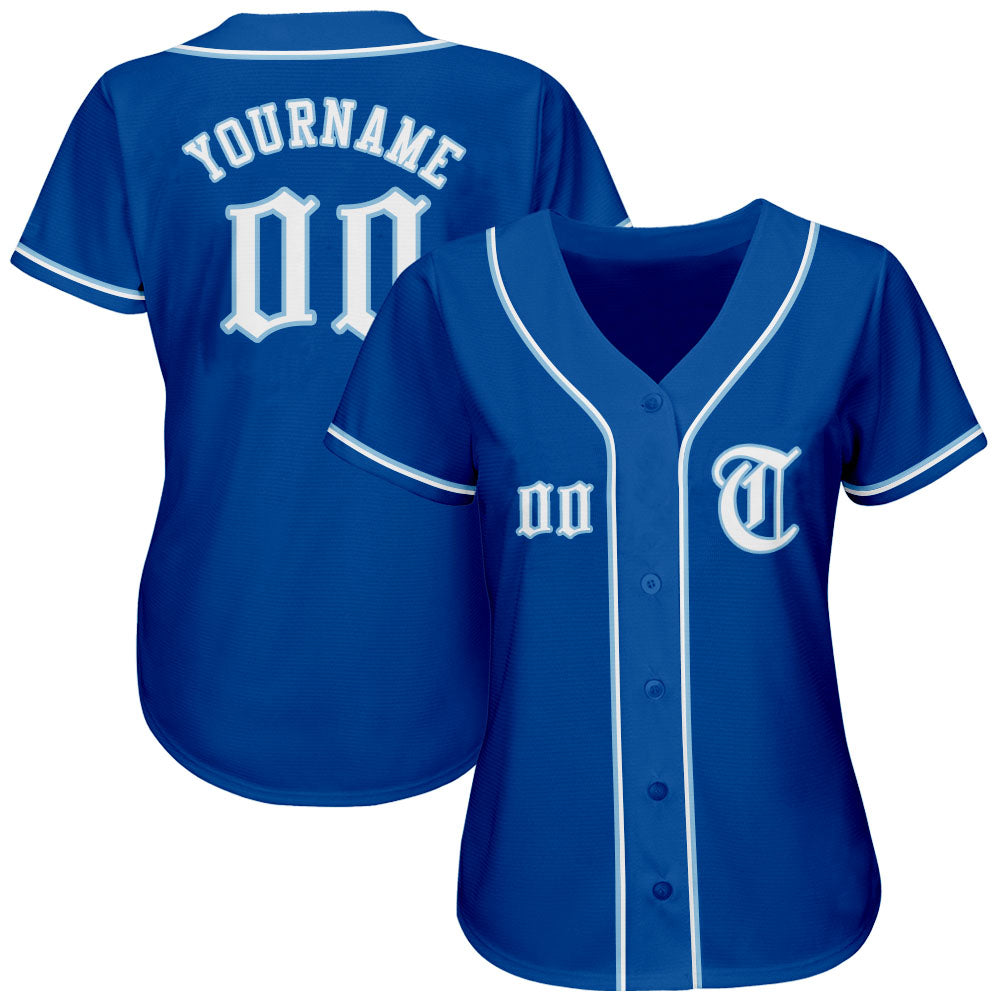 Custom Royal White-Light Blue Authentic Baseball Jersey view 2