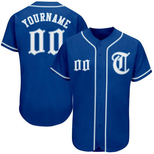 Custom Royal White-Light Blue Authentic Baseball Jersey - Main View