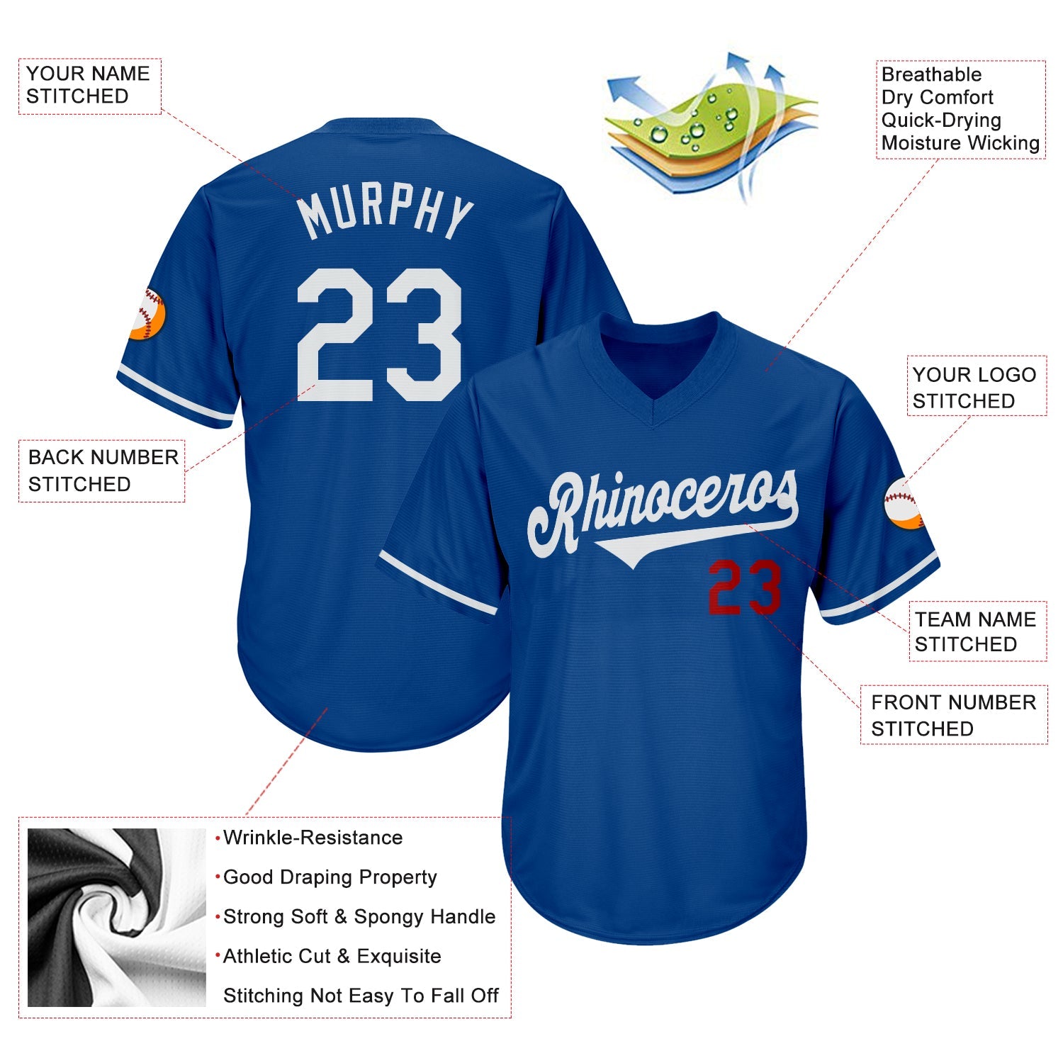 Custom Royal White-Red Authentic Throwback Rib-Knit Baseball Jersey Shirt view 4