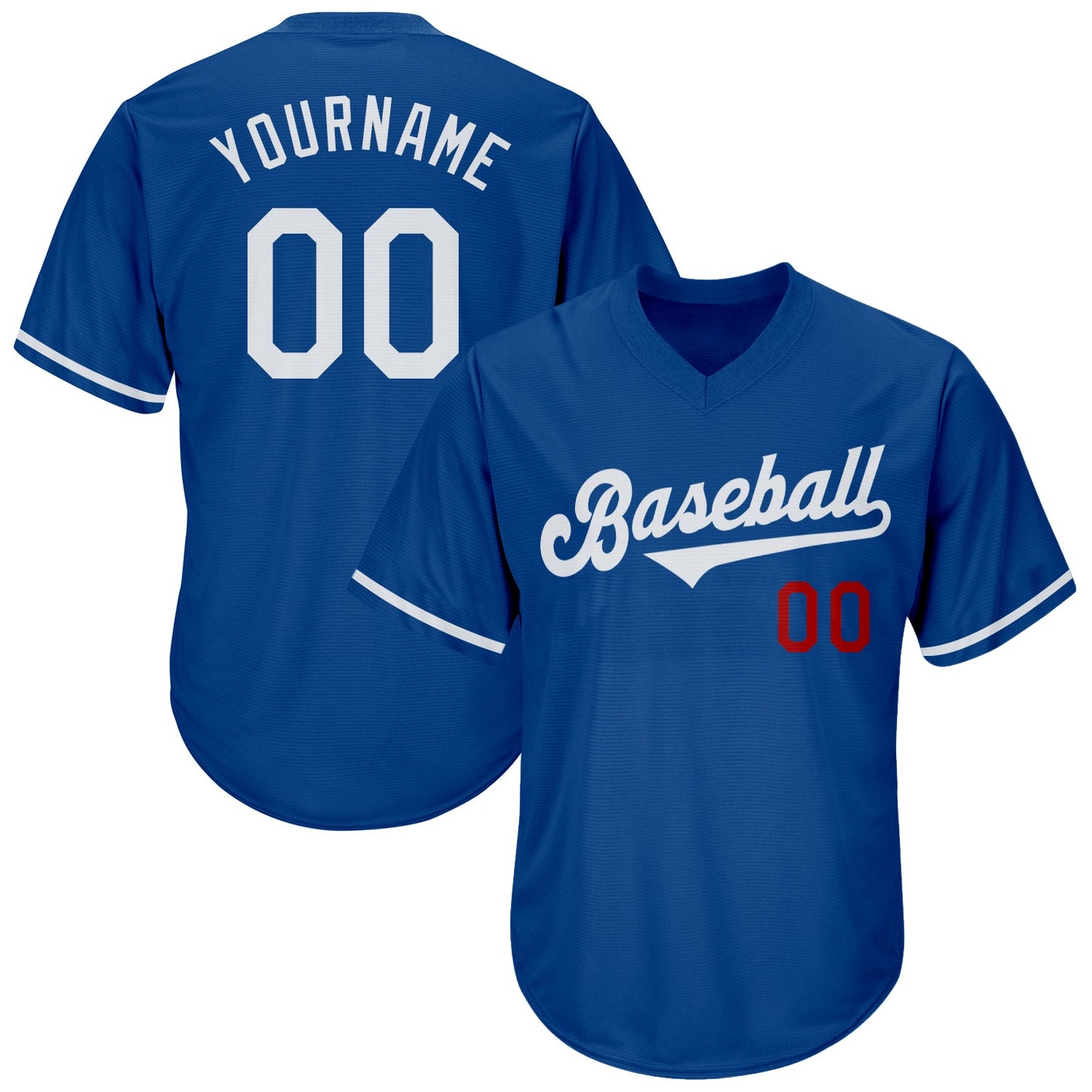 Custom Royal White-Red Authentic Throwback Rib-Knit Baseball Jersey Shirt - Main View