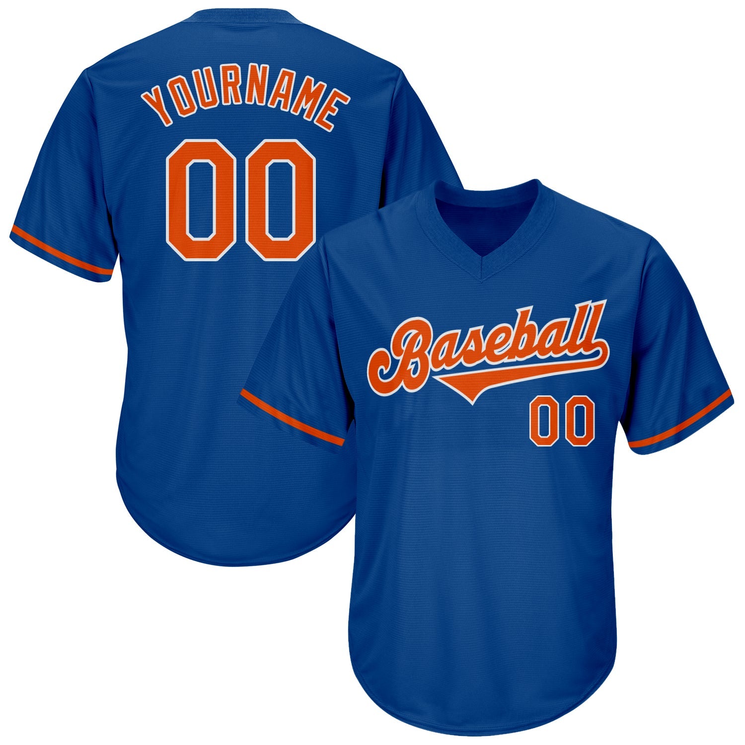 Custom Royal Orange-White Authentic Throwback Rib-Knit Baseball Jersey Shirt - Main View