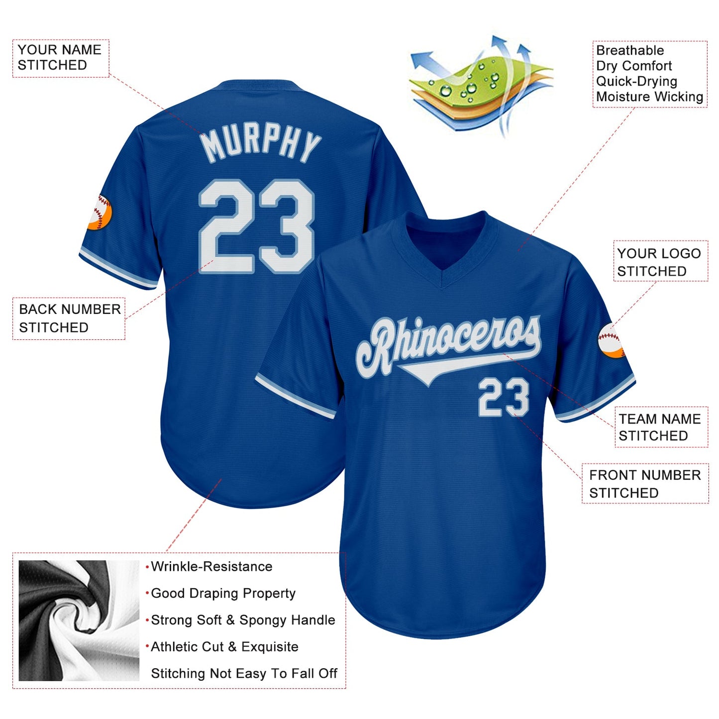 Custom Royal White-Light Blue Authentic Throwback Rib-Knit Baseball Jersey Shirt view 4