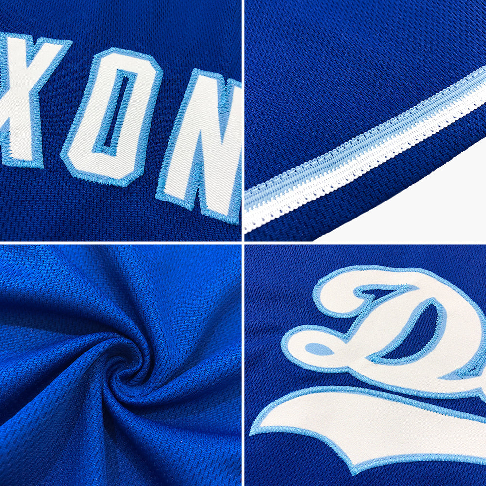 Custom Royal White-Light Blue Authentic Throwback Rib-Knit Baseball Jersey Shirt view 7