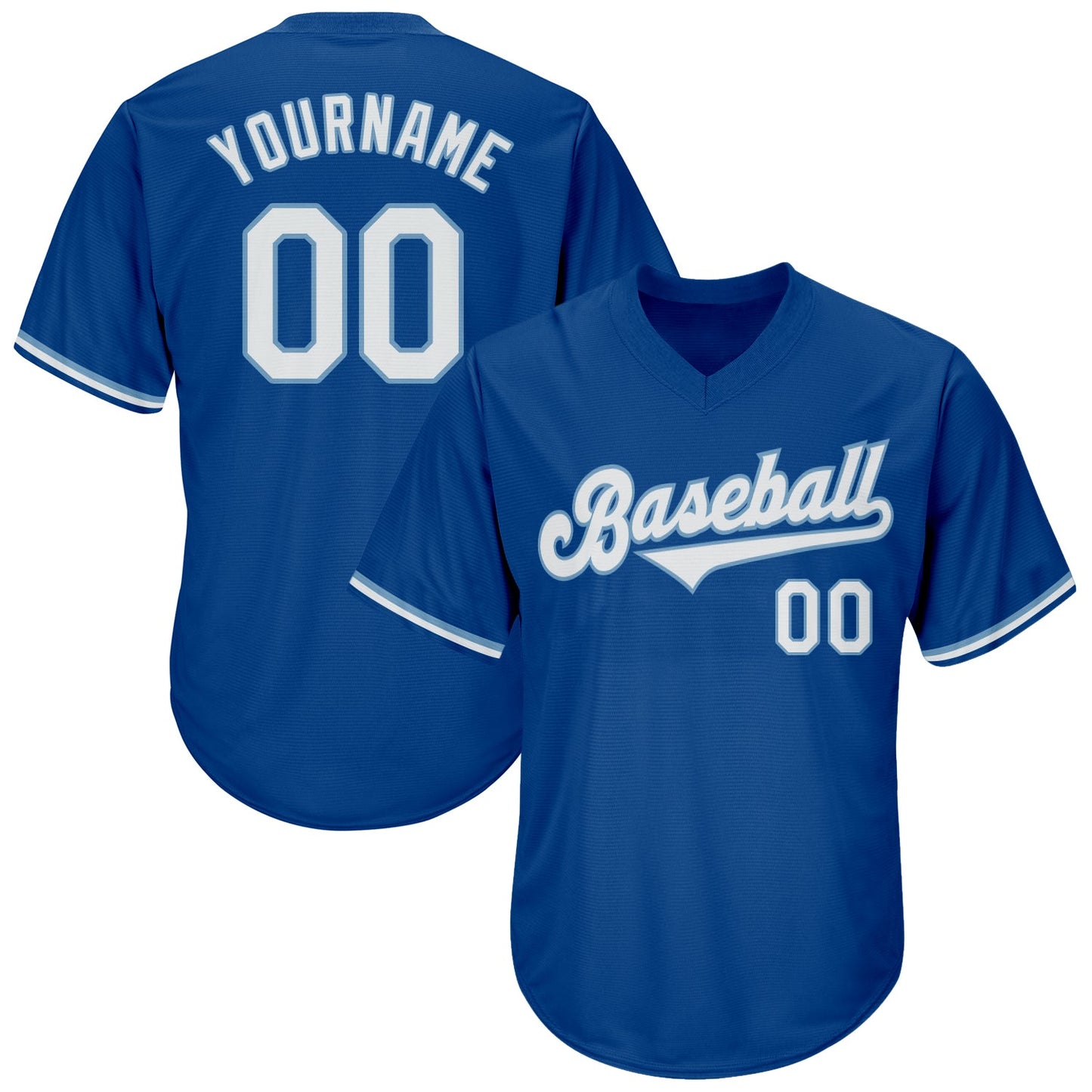 Custom Royal White-Light Blue Authentic Throwback Rib-Knit Baseball Jersey Shirt - Main View
