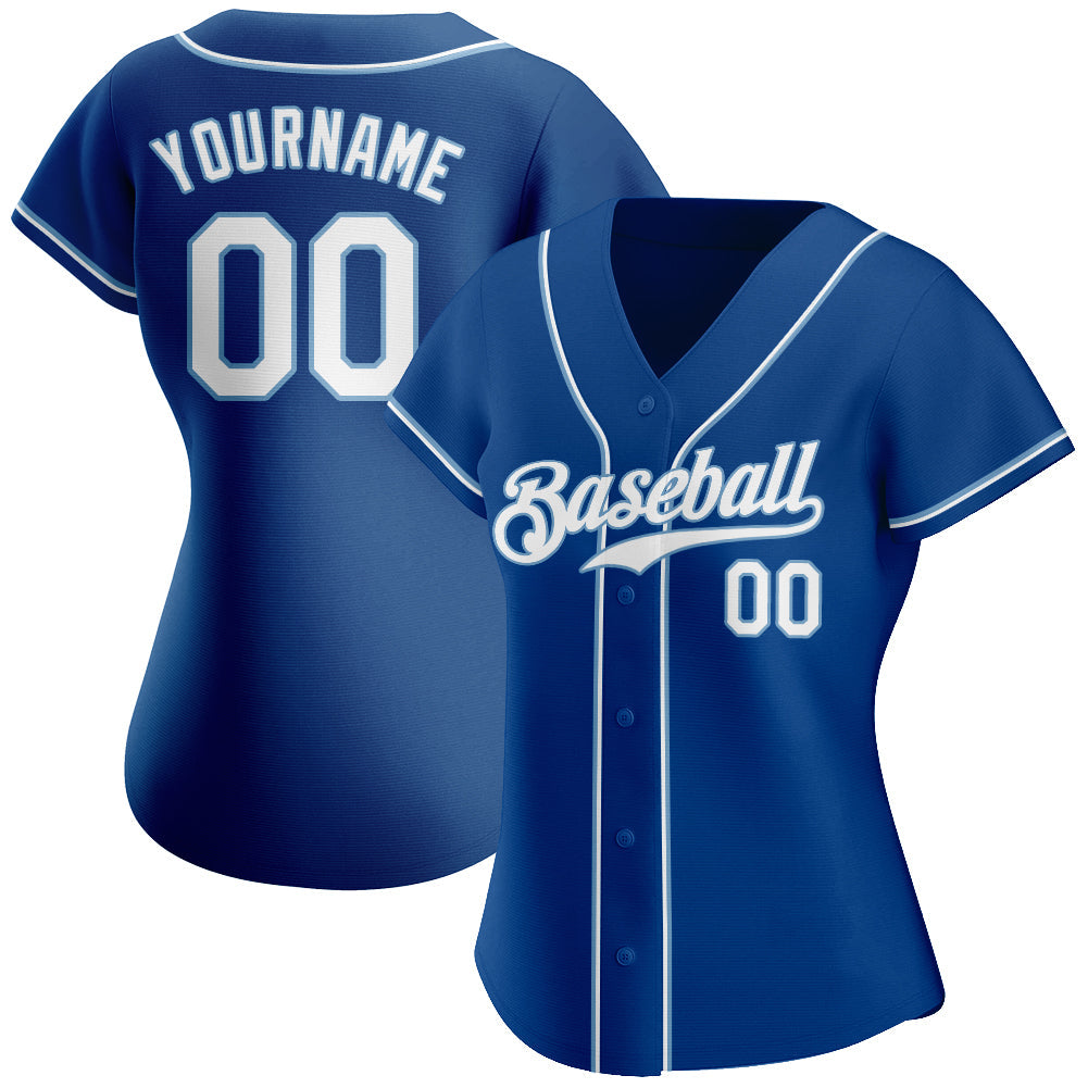 Custom Royal White-Light Blue Authentic Baseball Jersey view 2