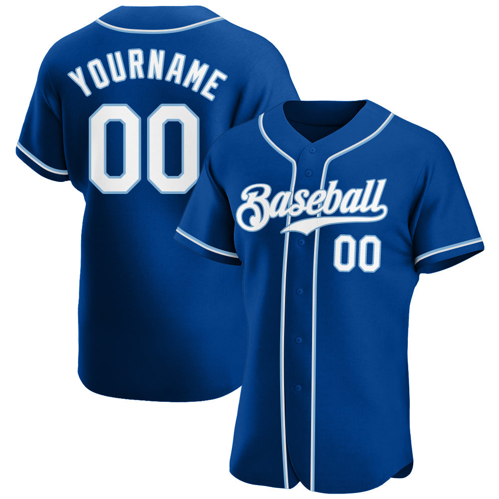 Custom Royal White-Light Blue Authentic Baseball Jersey - Main View