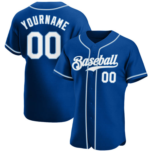 Custom Royal White-Light Blue Authentic Baseball Jersey - Main View