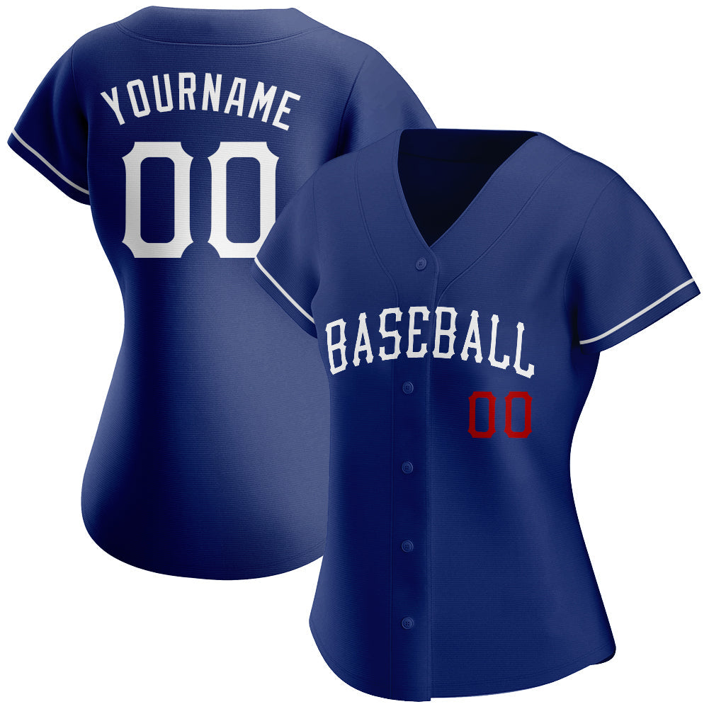 Custom Royal White-Red Authentic Baseball Jersey view 2