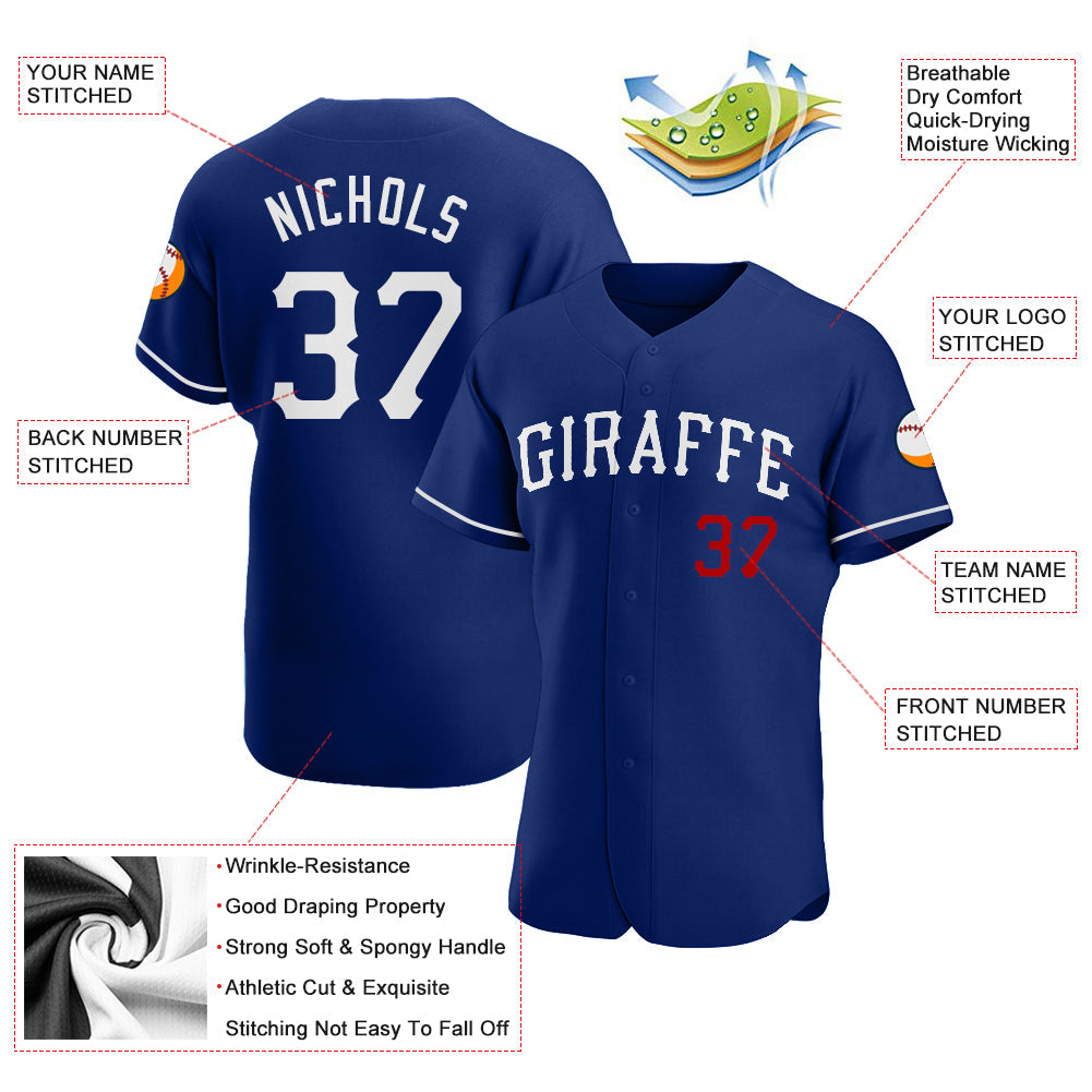 Custom Royal White-Red Authentic Baseball Jersey view 3