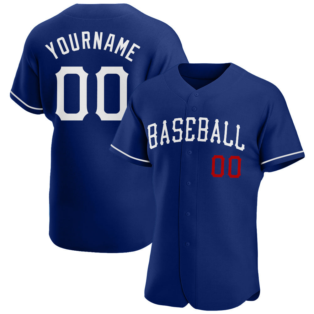 Custom Royal White-Red Authentic Baseball Jersey - Main View