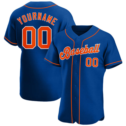 Custom Royal Orange-White Authentic Baseball Jersey - Main View