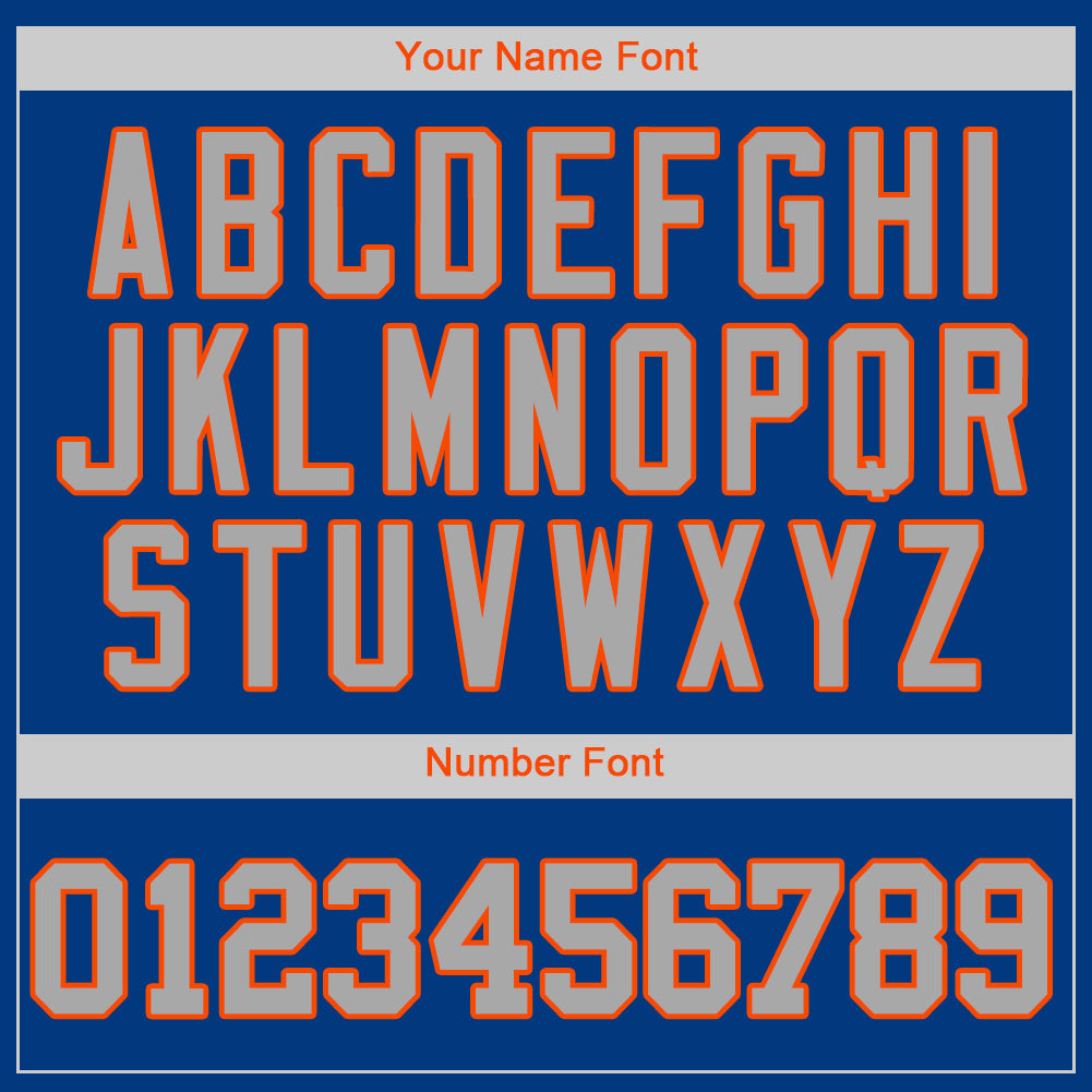 Custom Royal Gray-Orange Authentic Baseball Jersey view 4