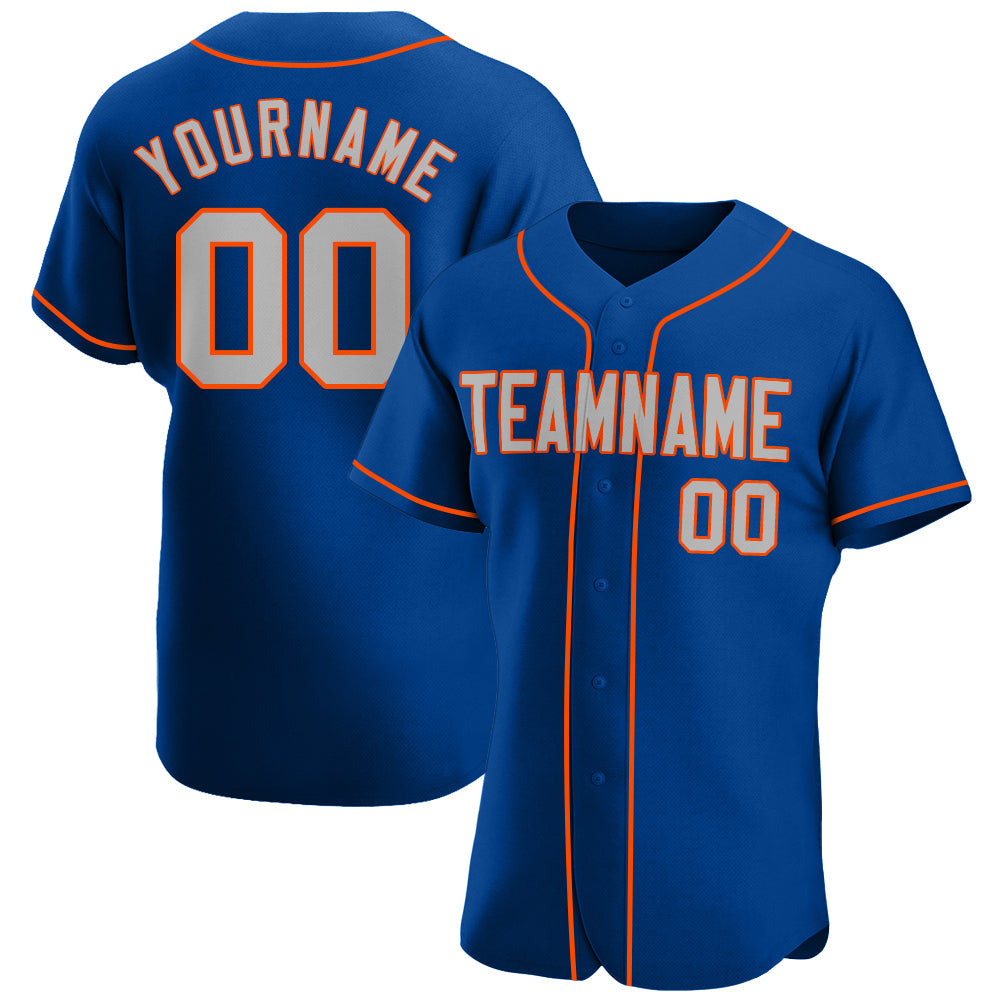 Custom Royal Gray-Orange Authentic Baseball Jersey - Main View