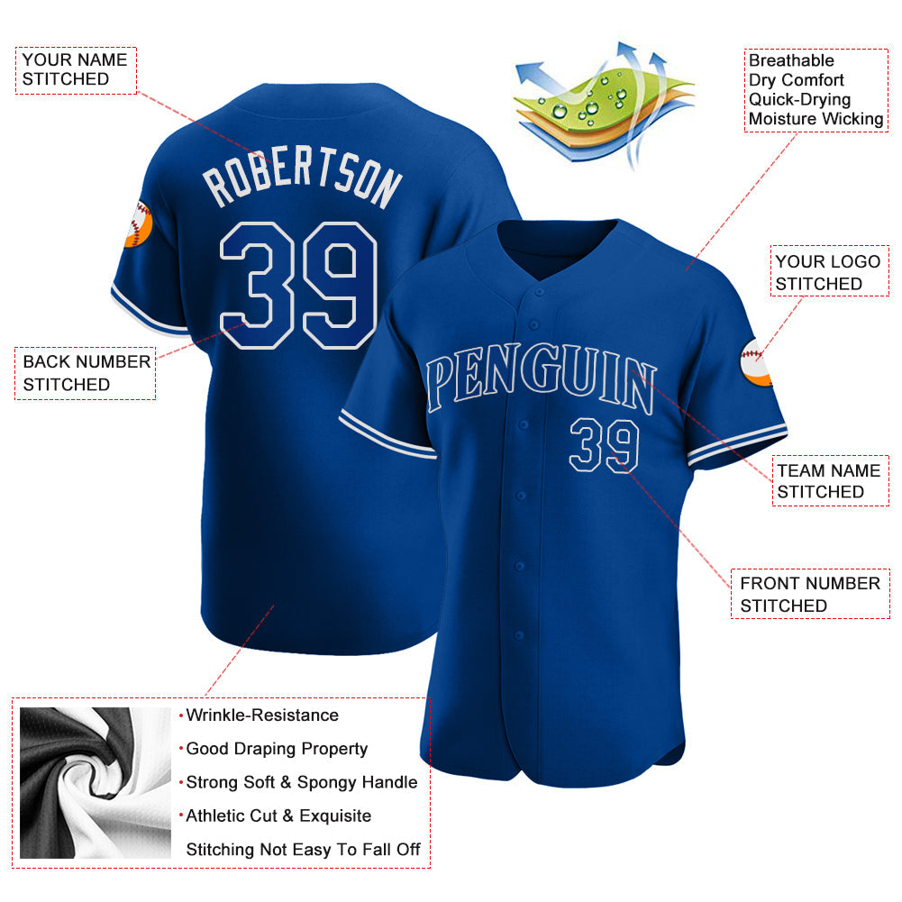 Custom Royal Royal-White Authentic Baseball Jersey view 3