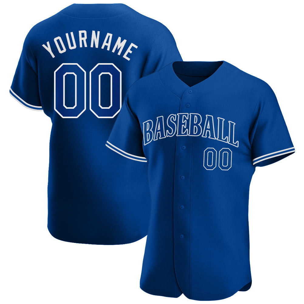 Custom Royal Royal-White Authentic Baseball Jersey - Main View