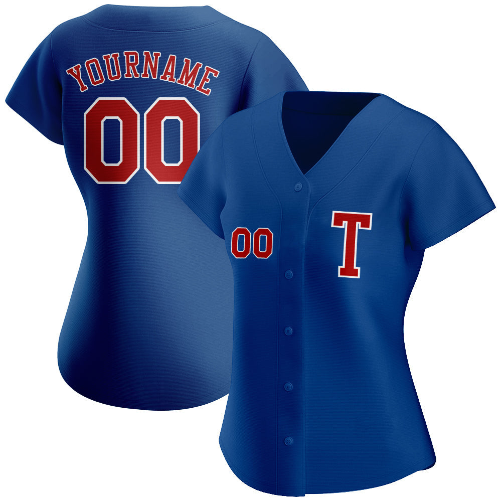 Custom Royal Red-White Authentic Baseball Jersey view 2