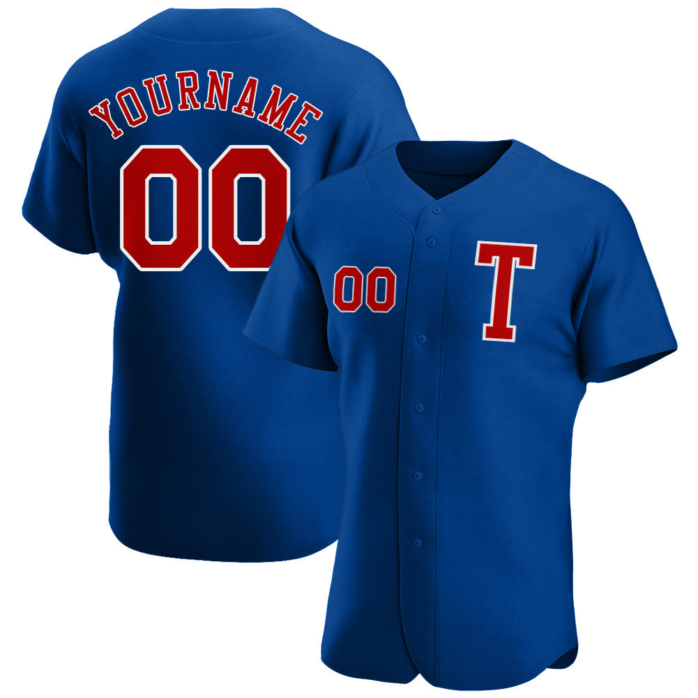 Custom Royal Red-White Authentic Baseball Jersey - Main View