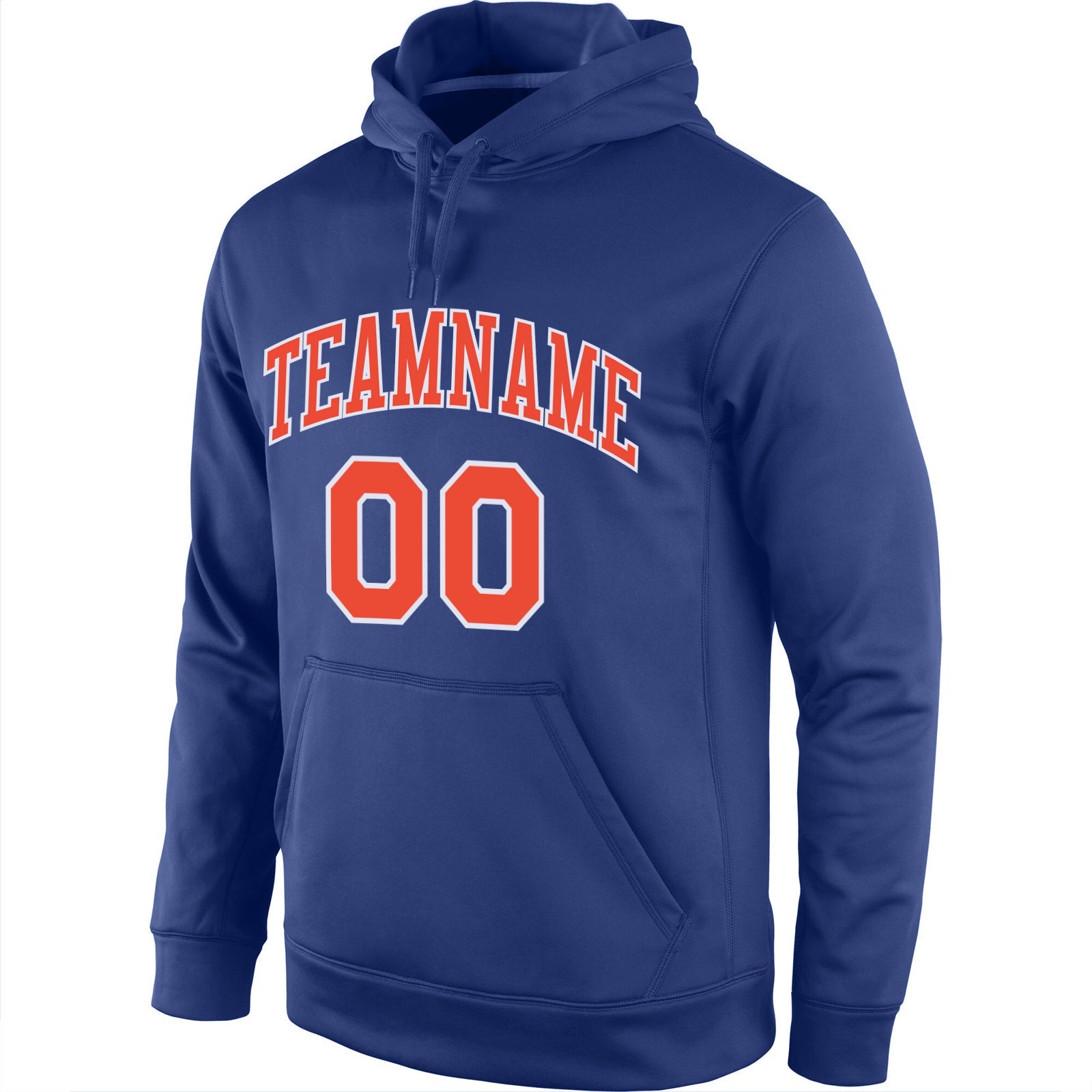 Custom Stitched Royal Orange-White Sports Pullover Sweatshirt Hoodie view 2
