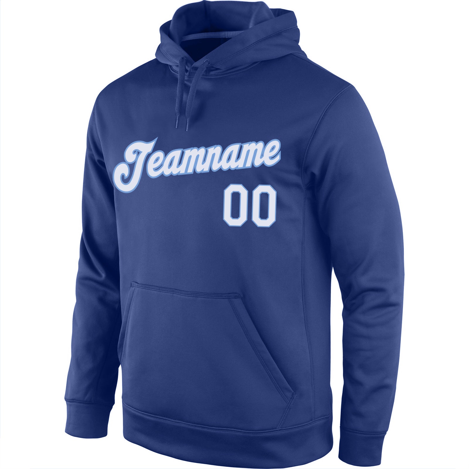 Custom Stitched Royal White-Light Blue Sports Pullover Sweatshirt Hoodie view 2