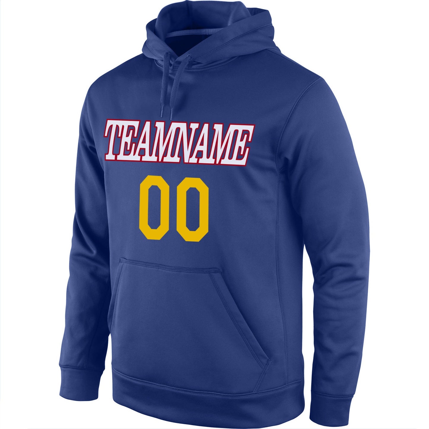 Custom Stitched Royal Gold-Red Sports Pullover Sweatshirt Hoodie view 2