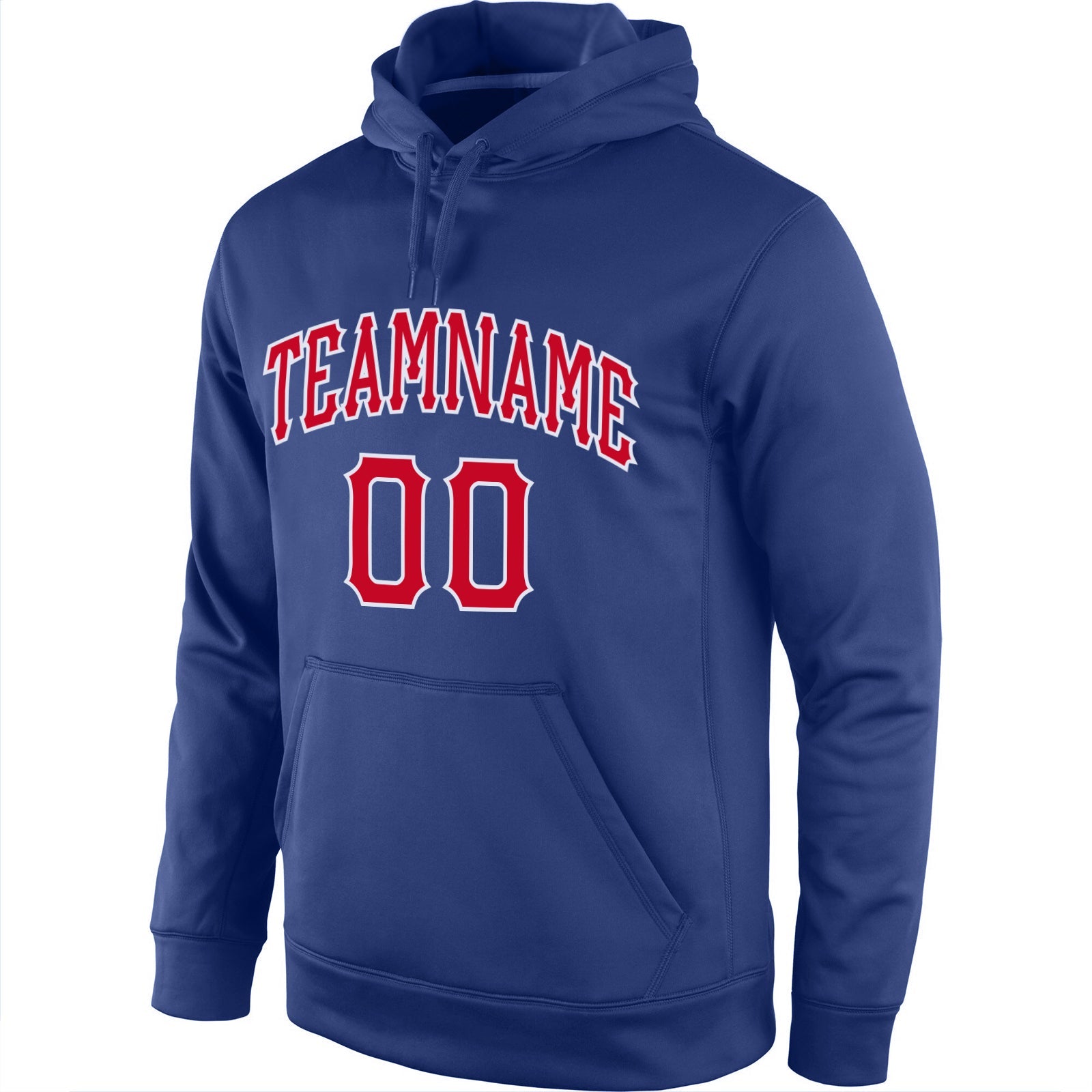 Custom Stitched Royal Red-White Sports Pullover Sweatshirt Hoodie view 2