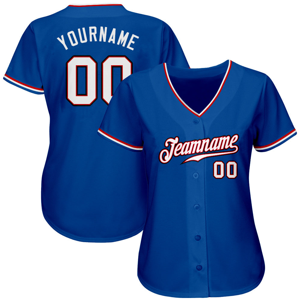 Custom Royal White-Red Authentic Baseball Jersey view 3