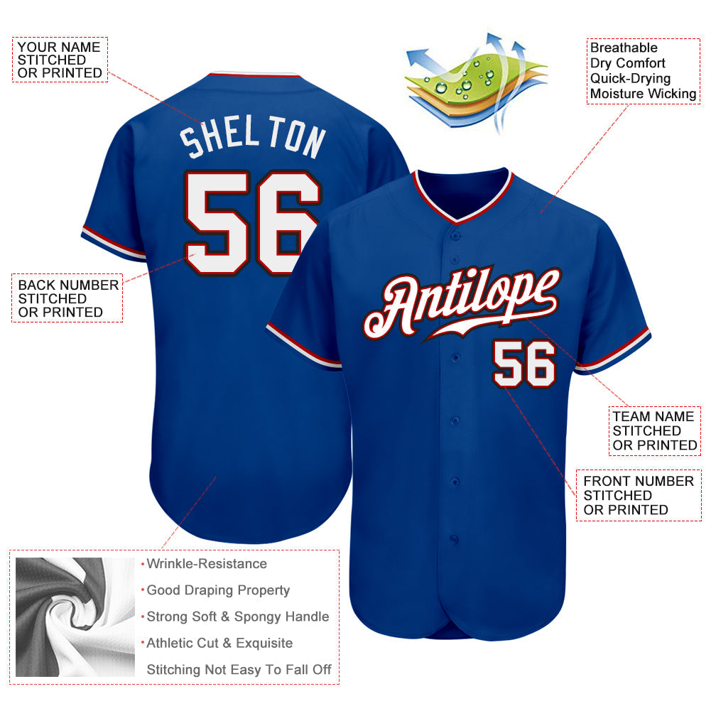 Custom Royal White-Red Authentic Baseball Jersey view 4