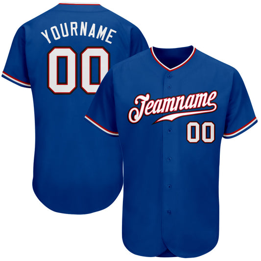 Custom Royal White-Red Authentic Baseball Jersey - Main View