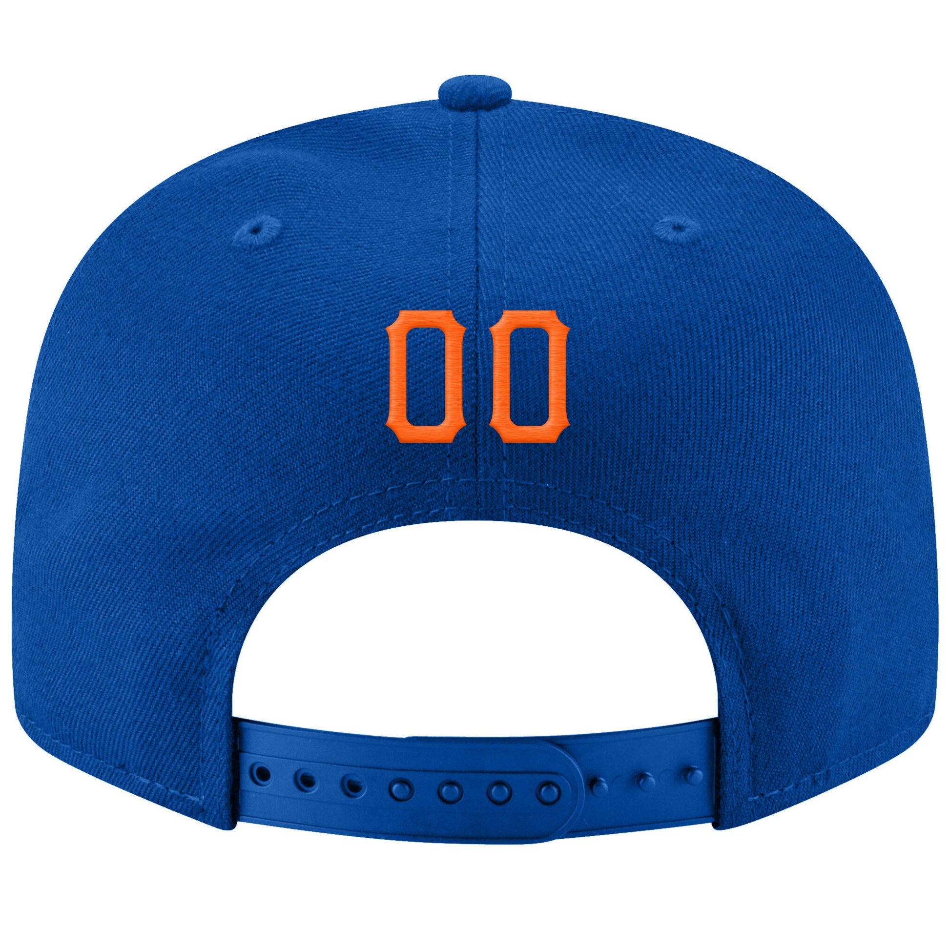 Custom Royal Orange-White Stitched Adjustable Snapback Hat view 3