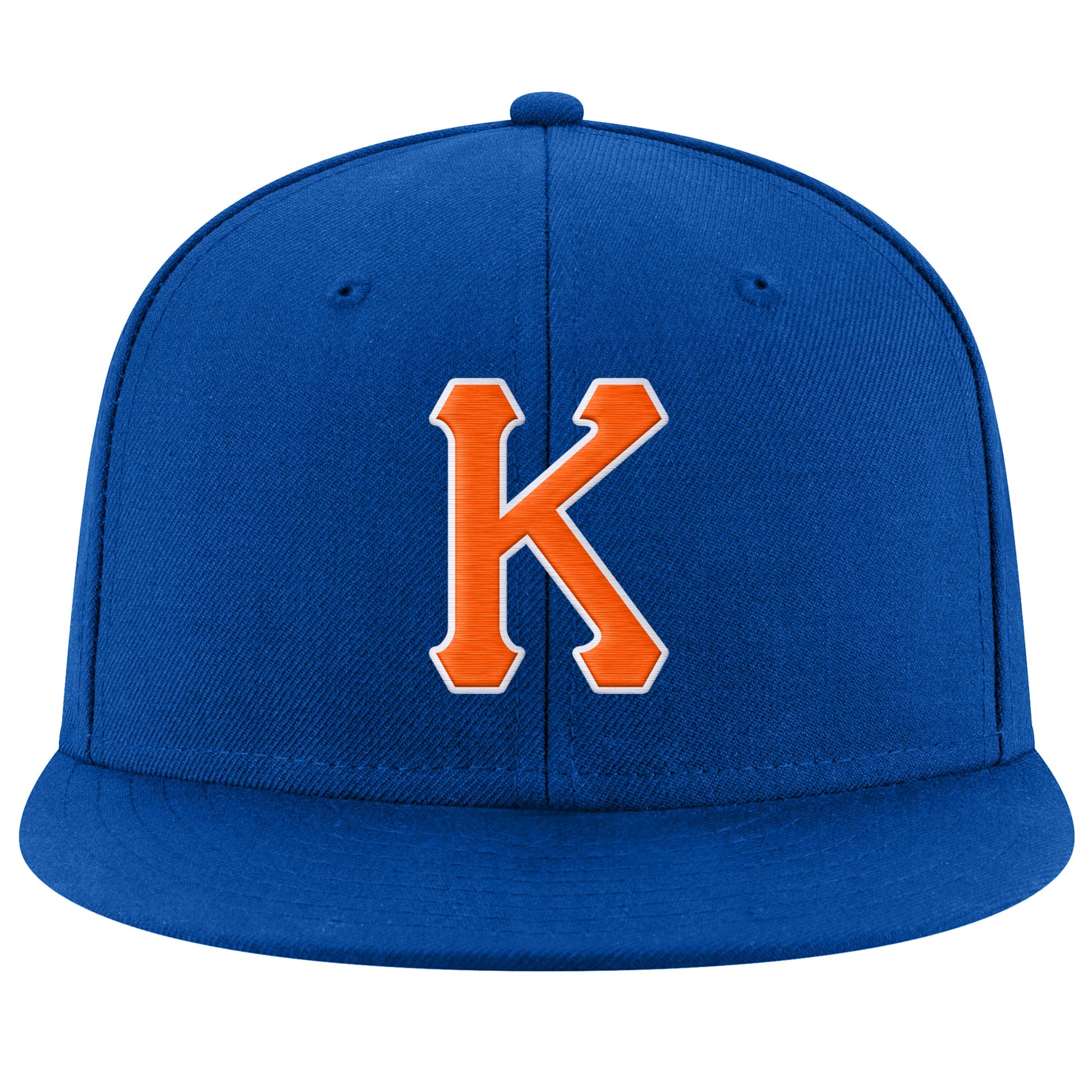 Custom Royal Orange-White Stitched Adjustable Snapback Hat view 2