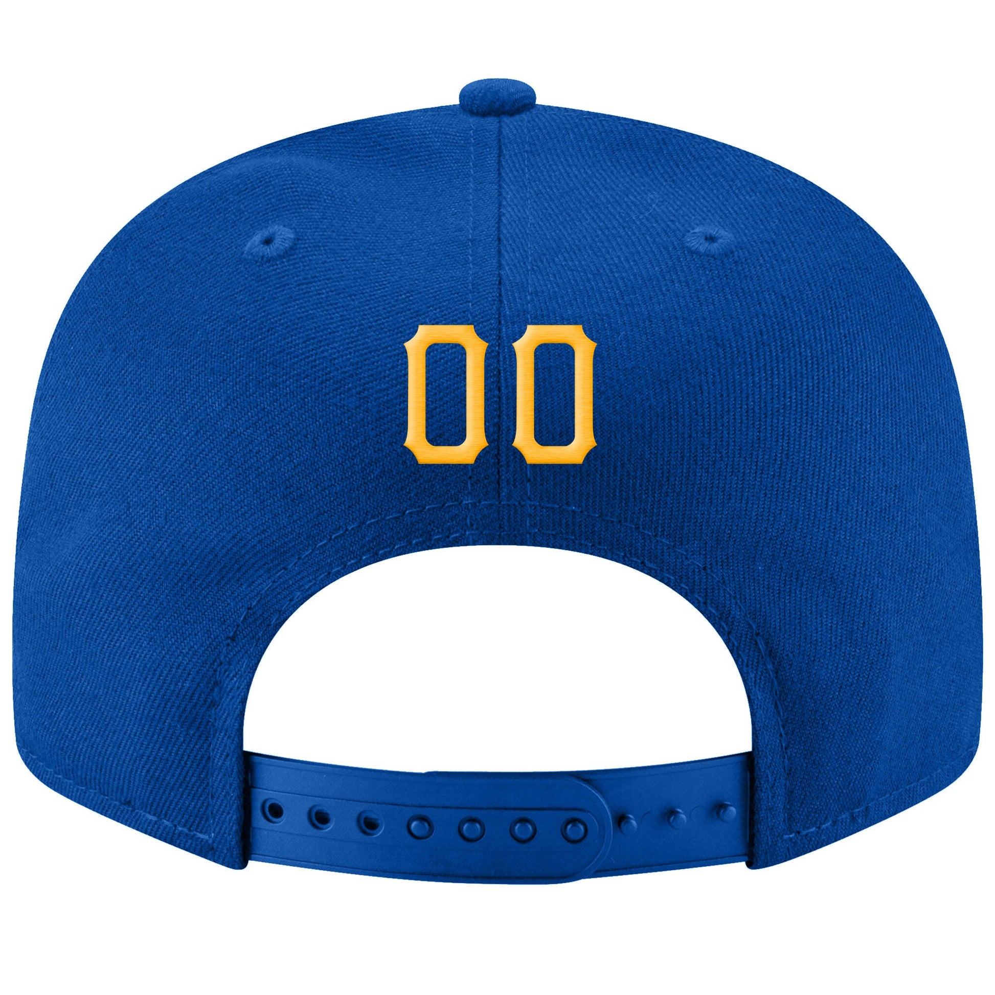 Custom Royal Gold-White Stitched Adjustable Snapback Hat view 3
