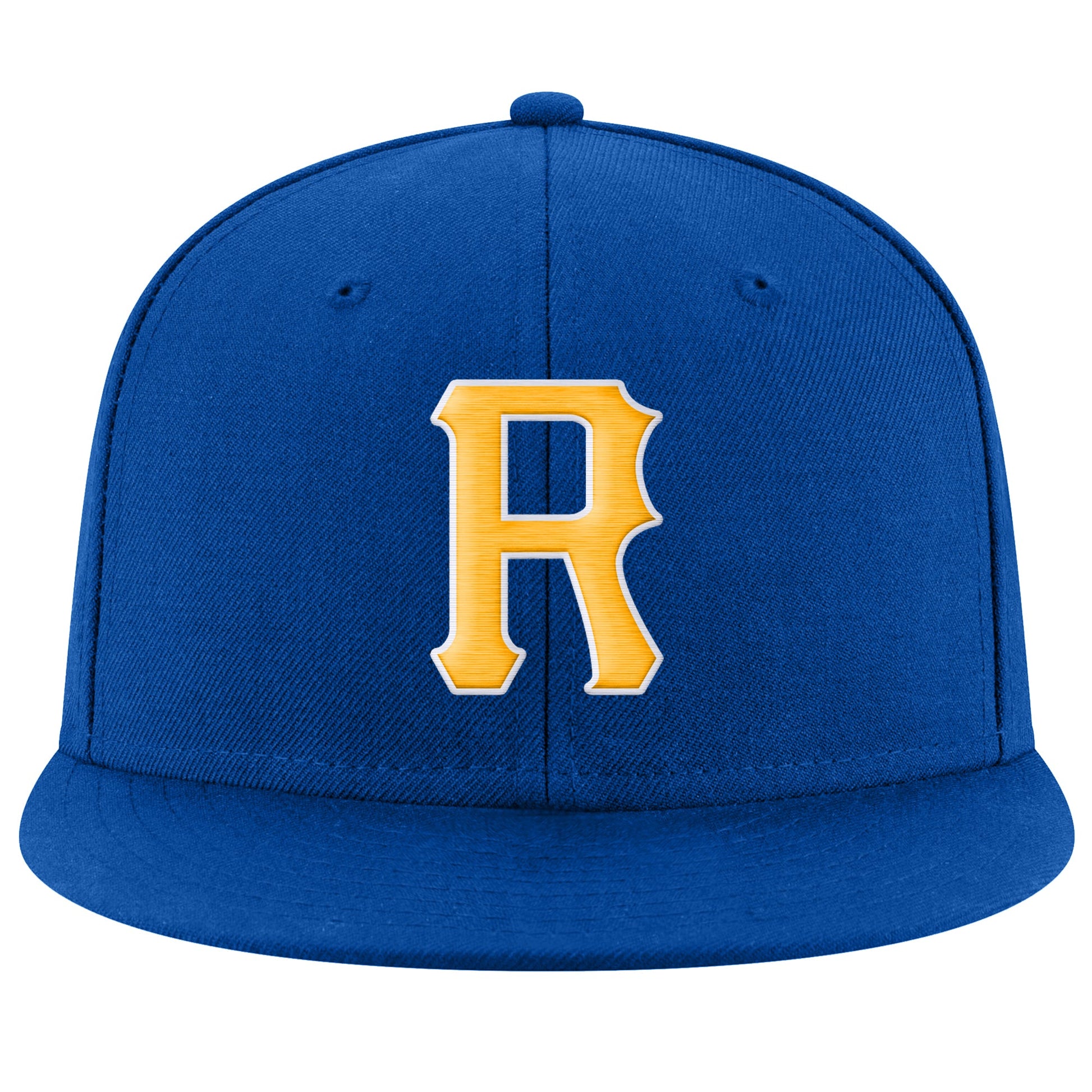 Custom Royal Gold-White Stitched Adjustable Snapback Hat view 2