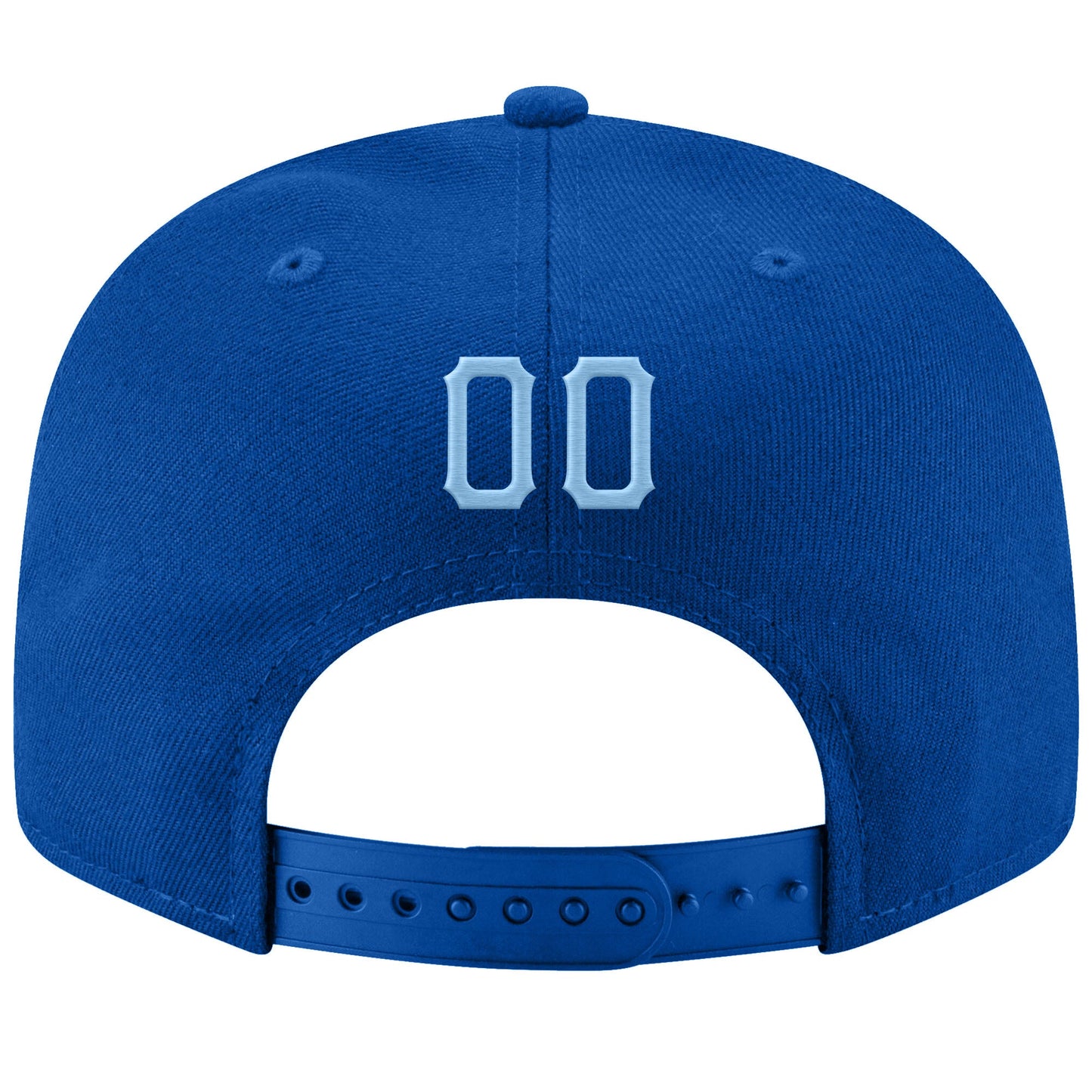 Custom Royal Light Blue-White Stitched Adjustable Snapback Hat view 3