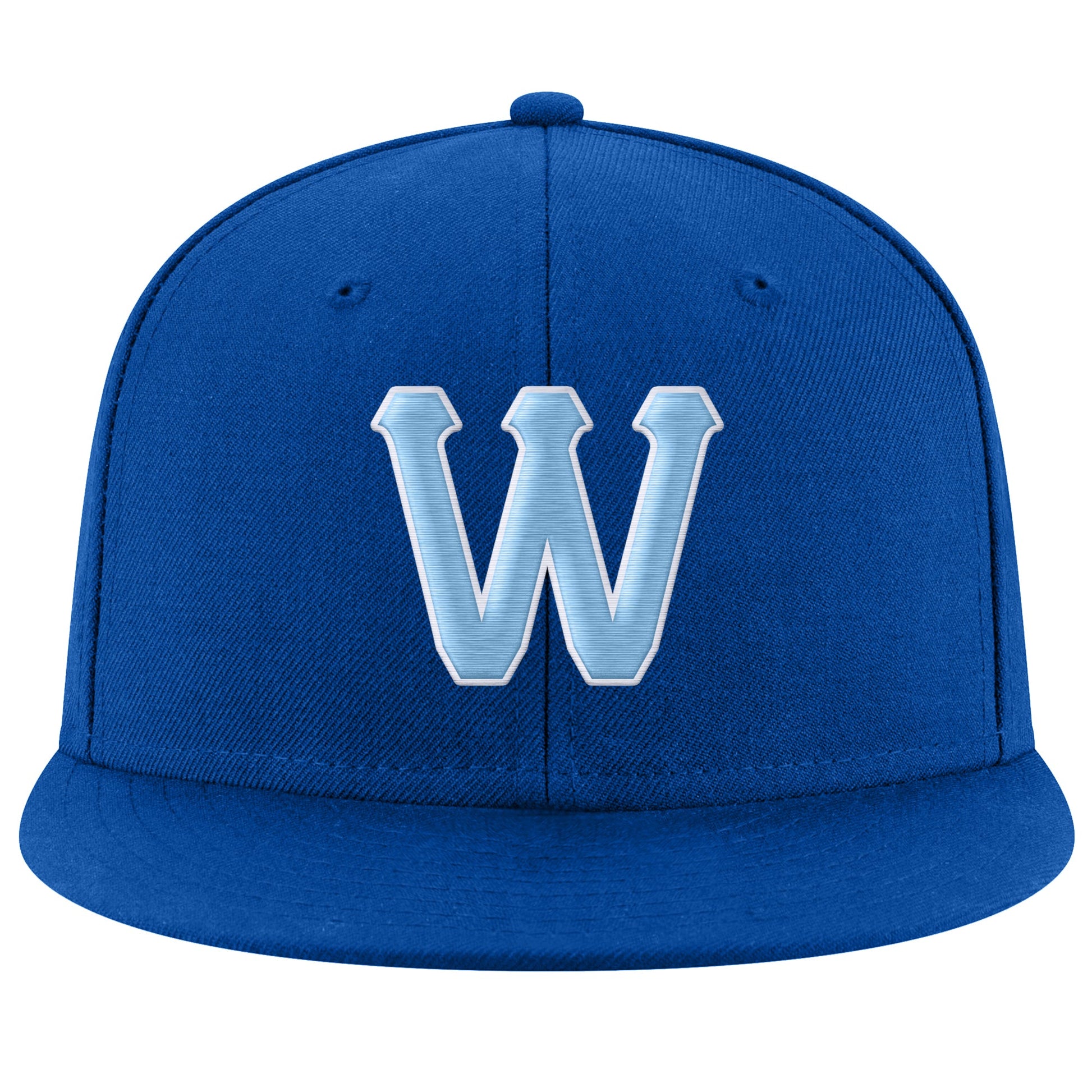 Custom Royal Light Blue-White Stitched Adjustable Snapback Hat view 2