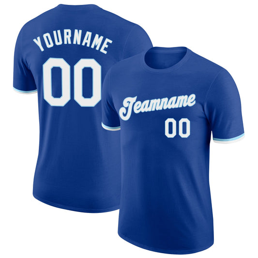 Custom Royal White-Light Blue Performance T-Shirt - Main View