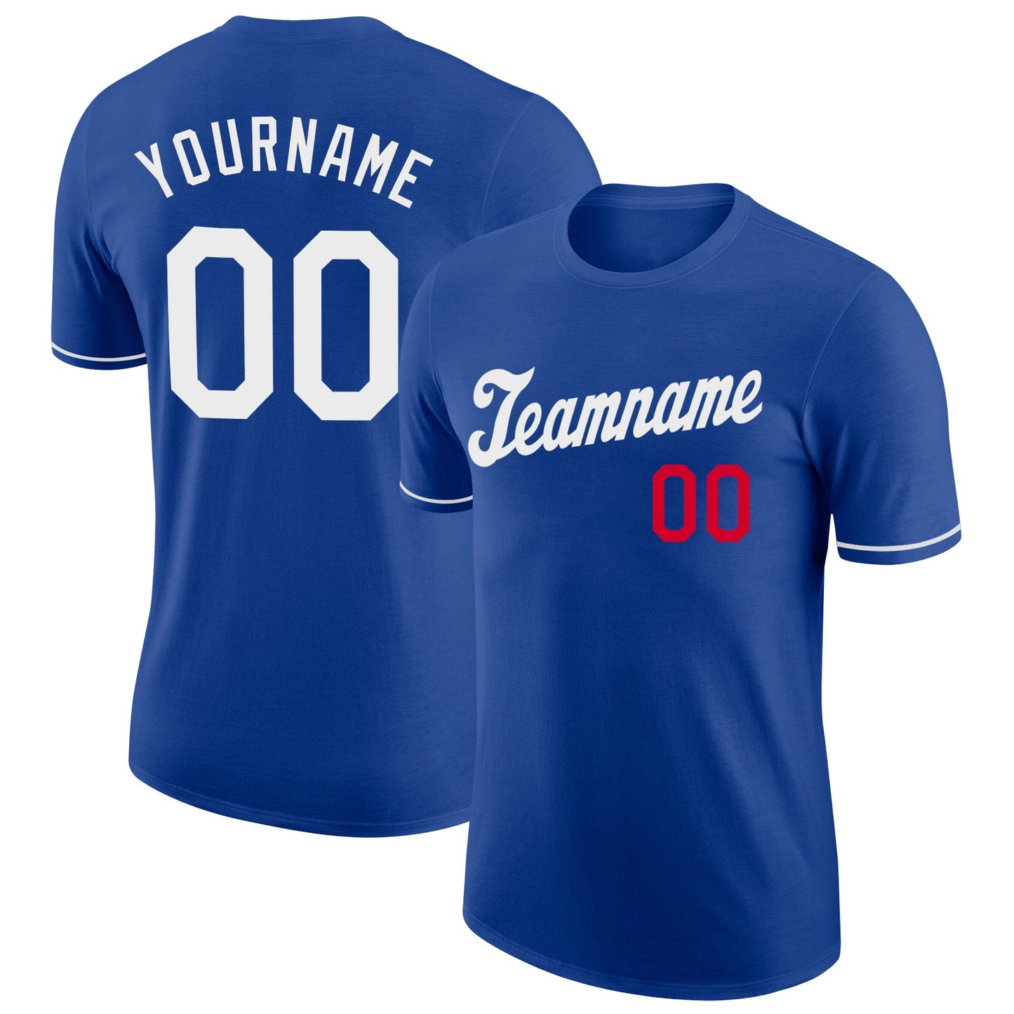 Custom Royal White-Red Performance T-Shirt - Main View