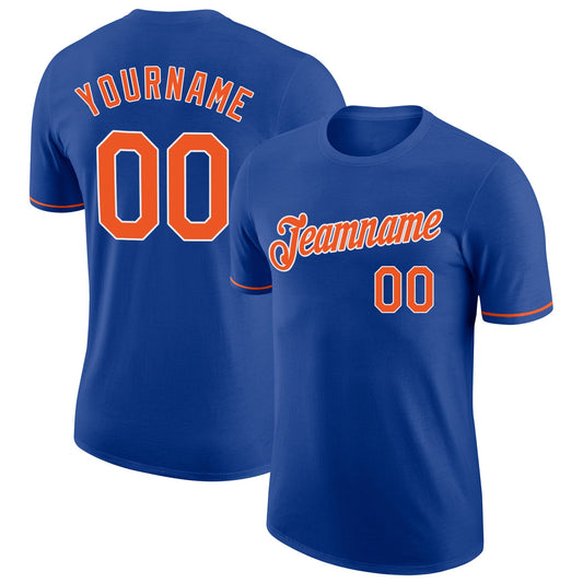Custom Royal Orange-White Performance T-Shirt - Main View
