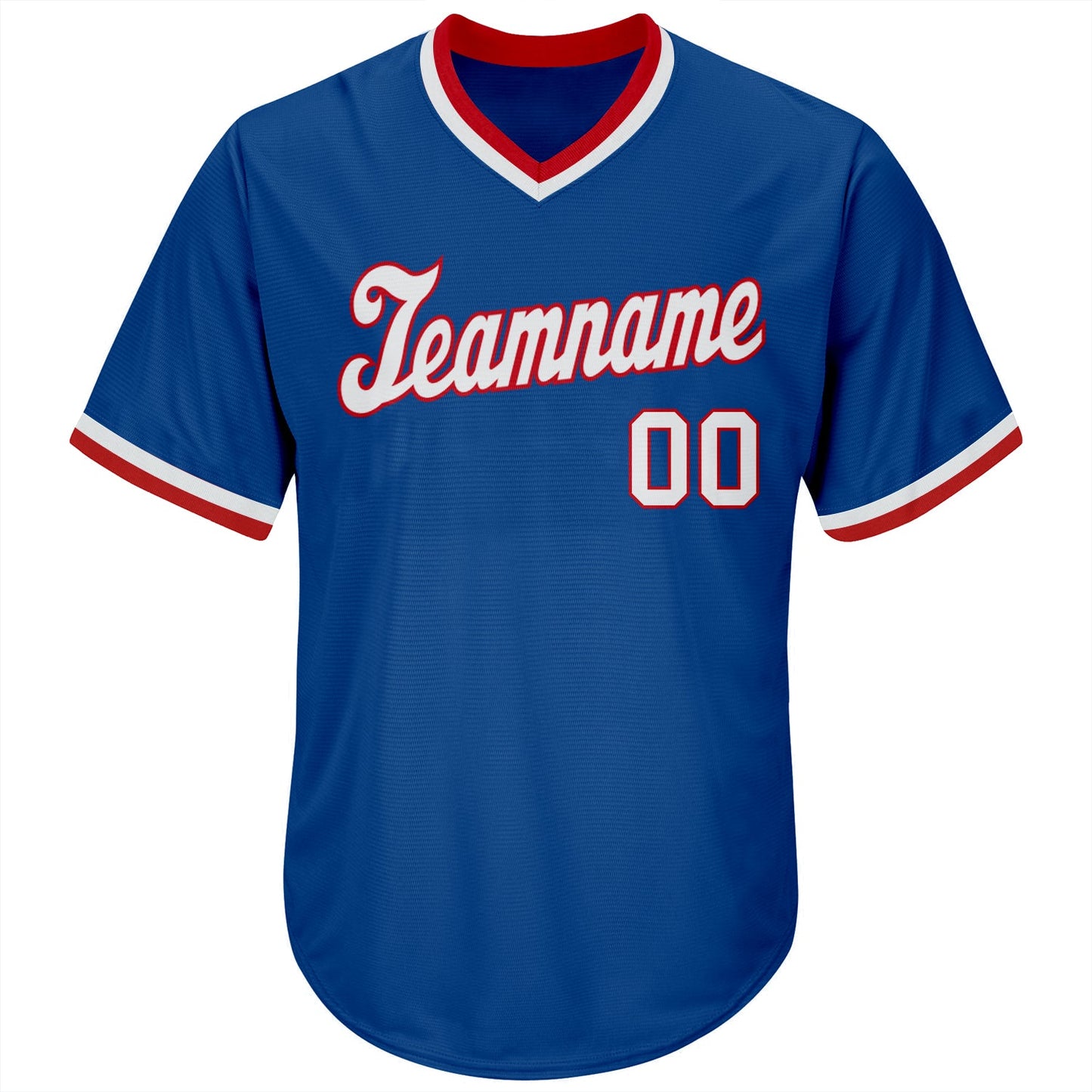 Custom Royal White-Red Authentic Throwback Rib-Knit Baseball Jersey Shirt view 2