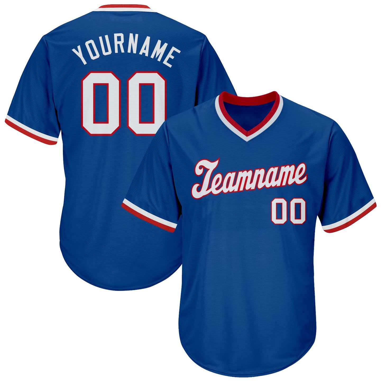 Custom Royal White-Red Authentic Throwback Rib-Knit Baseball Jersey Shirt - Main View