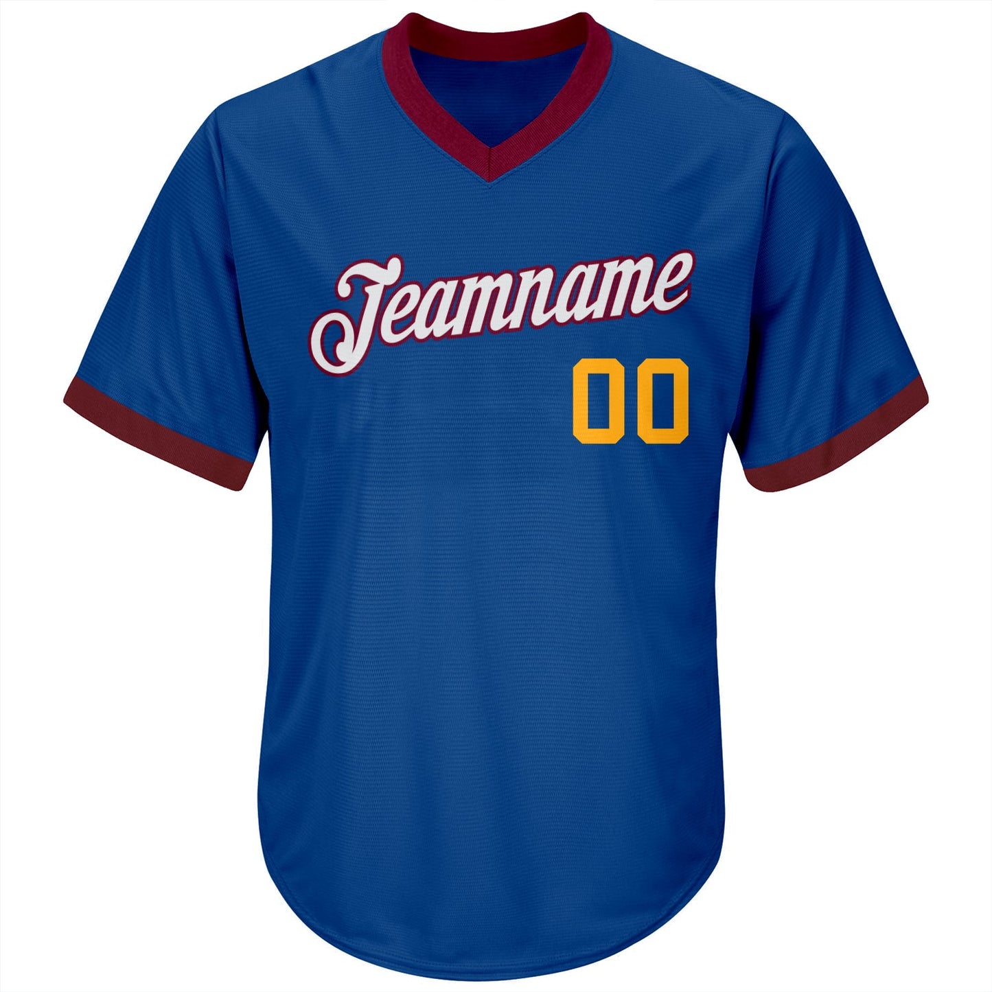 Custom Royal Gold-Maroon Authentic Throwback Rib-Knit Baseball Jersey Shirt view 2
