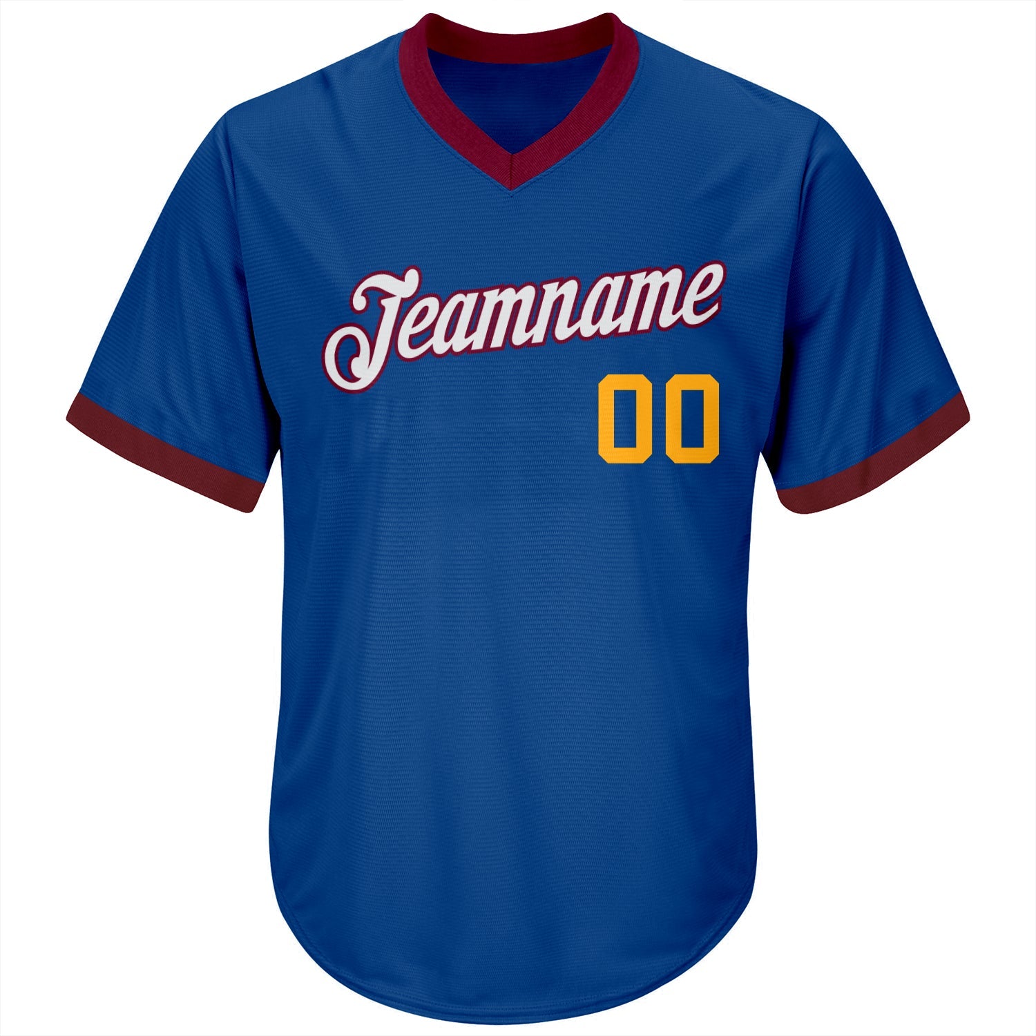 Custom Royal Gold-Maroon Authentic Throwback Rib-Knit Baseball Jersey Shirt view 2