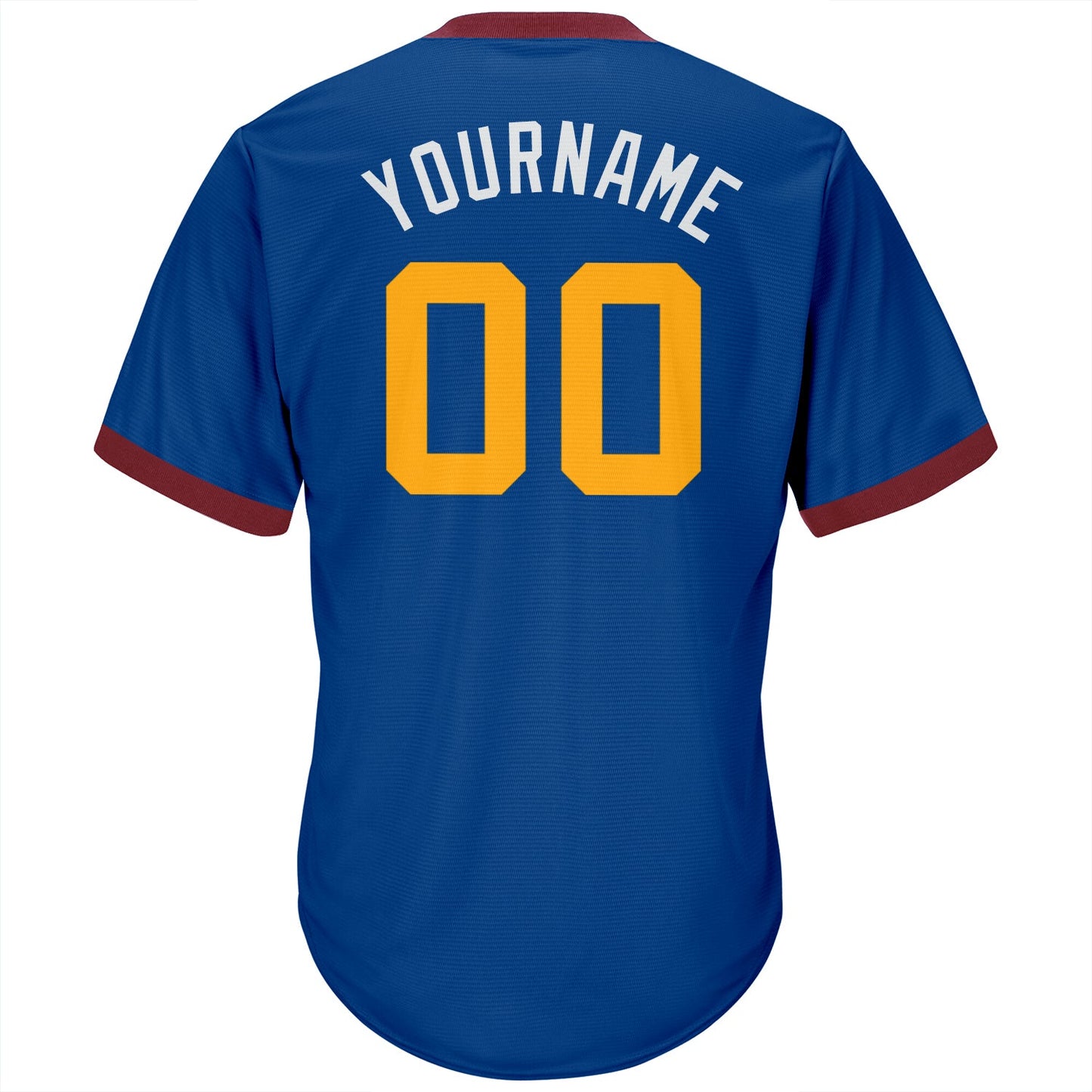 Custom Royal Gold-Maroon Authentic Throwback Rib-Knit Baseball Jersey Shirt view 3
