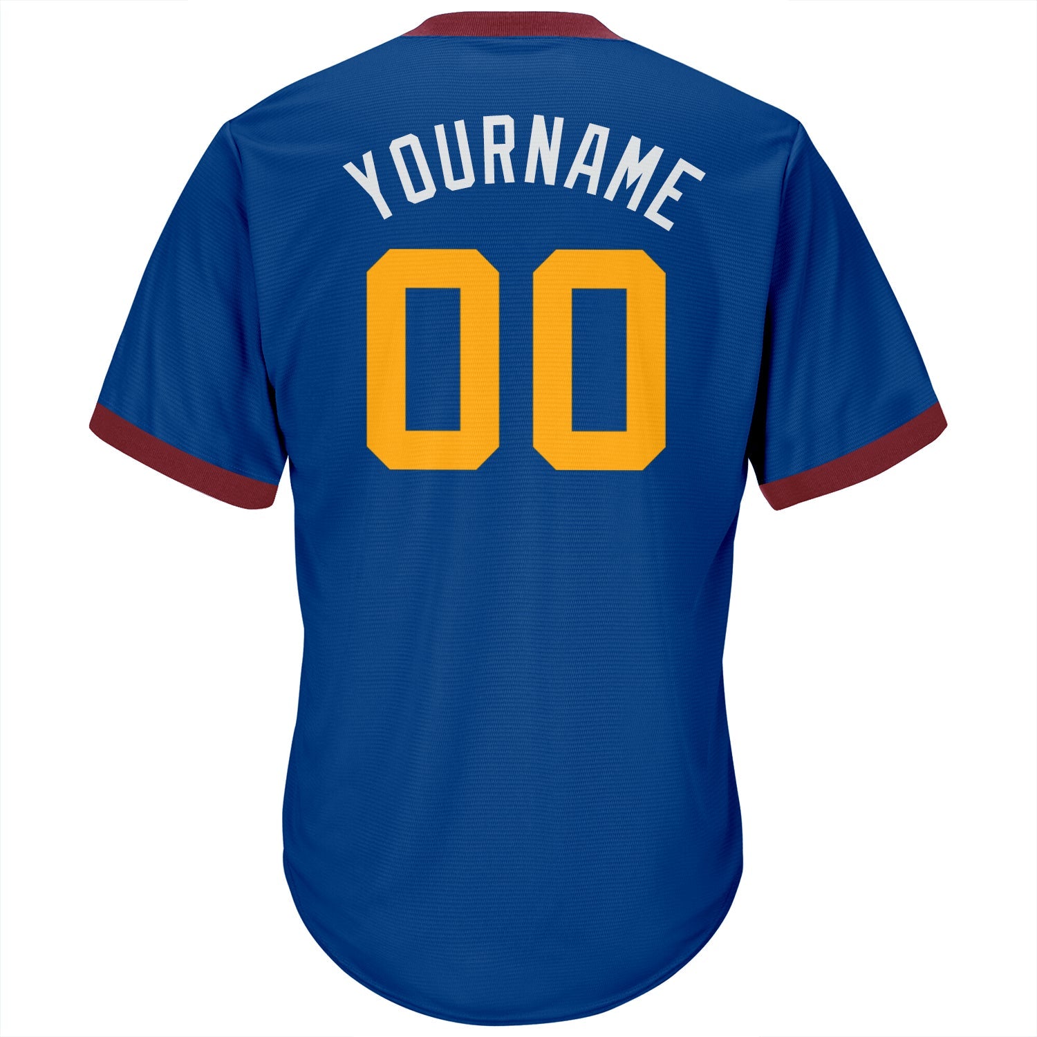 Custom Royal Gold-Maroon Authentic Throwback Rib-Knit Baseball Jersey Shirt view 3