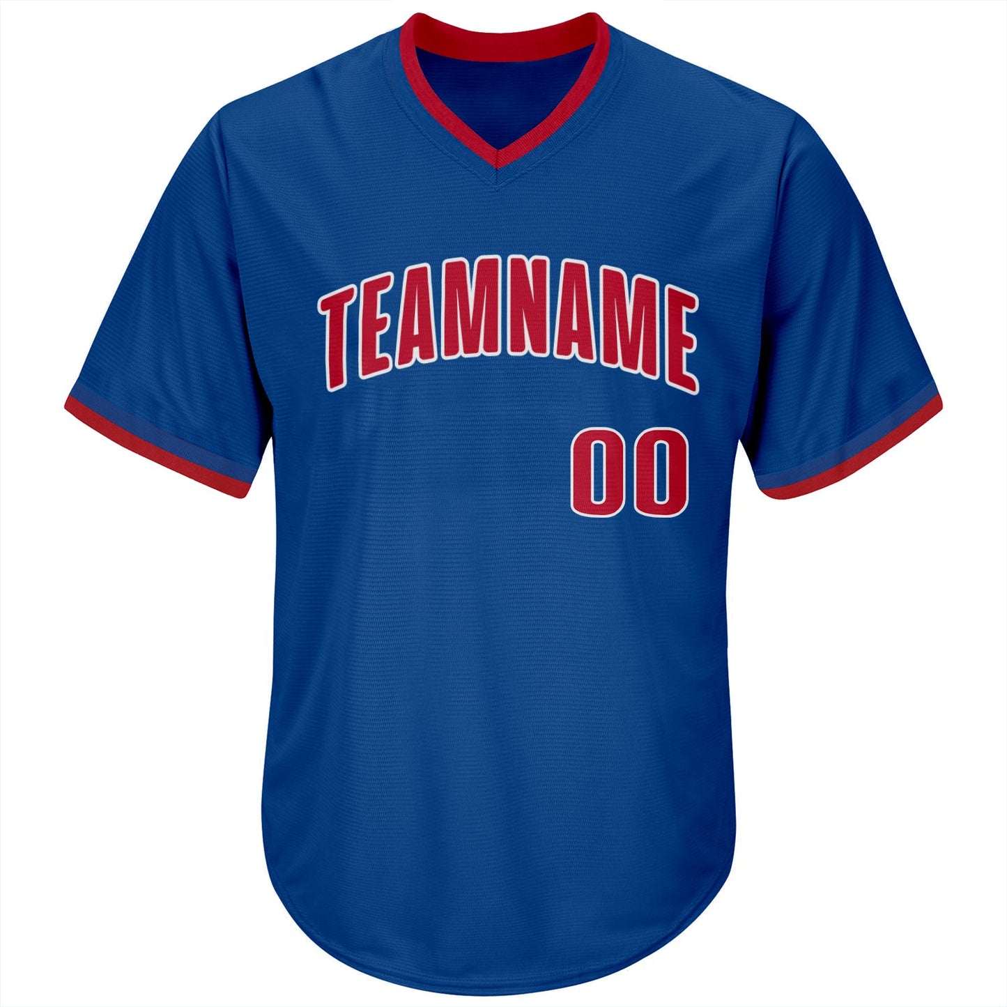 Custom Royal Red-White Authentic Throwback Rib-Knit Baseball Jersey Shirt view 2