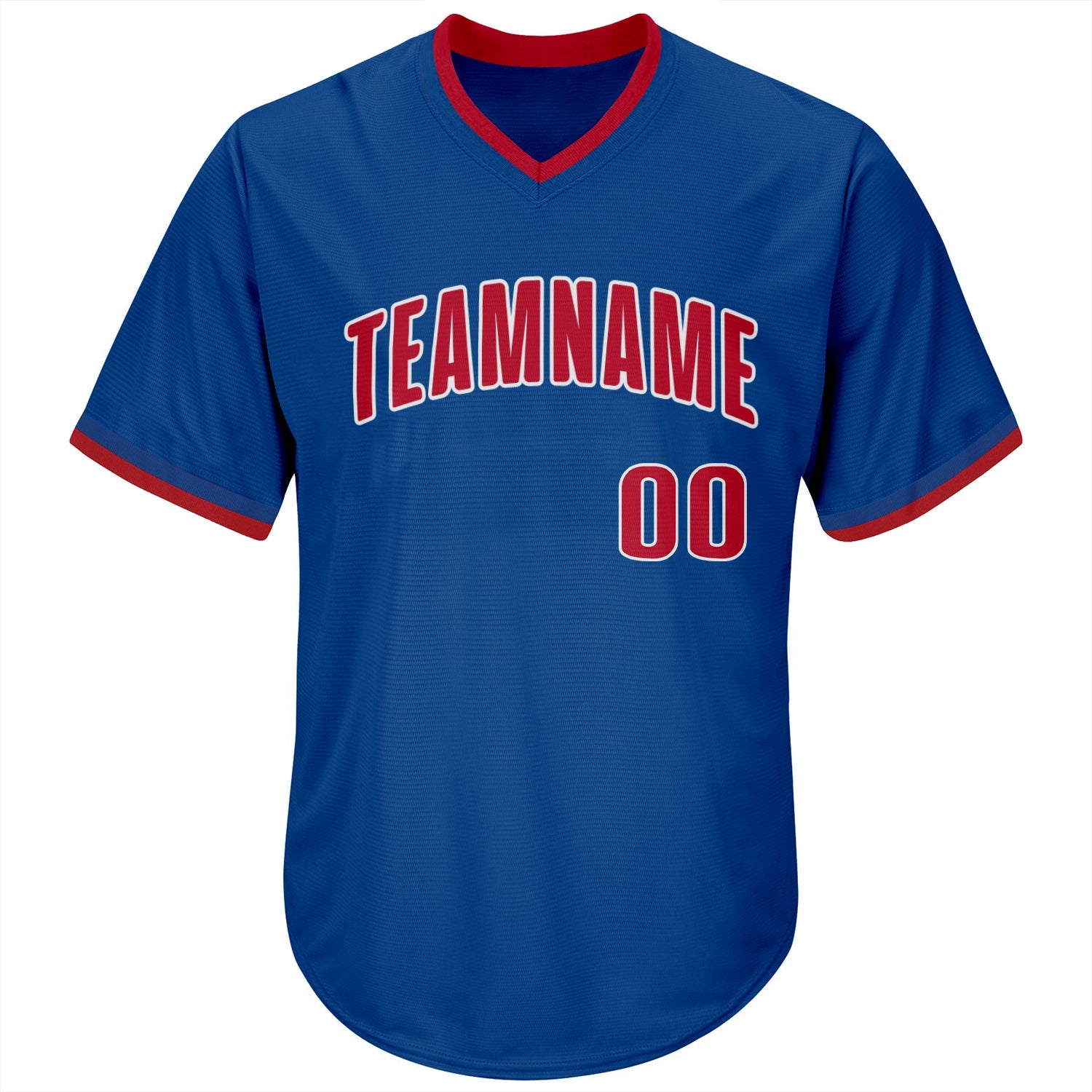 Custom Royal Red-White Authentic Throwback Rib-Knit Baseball Jersey Shirt view 2