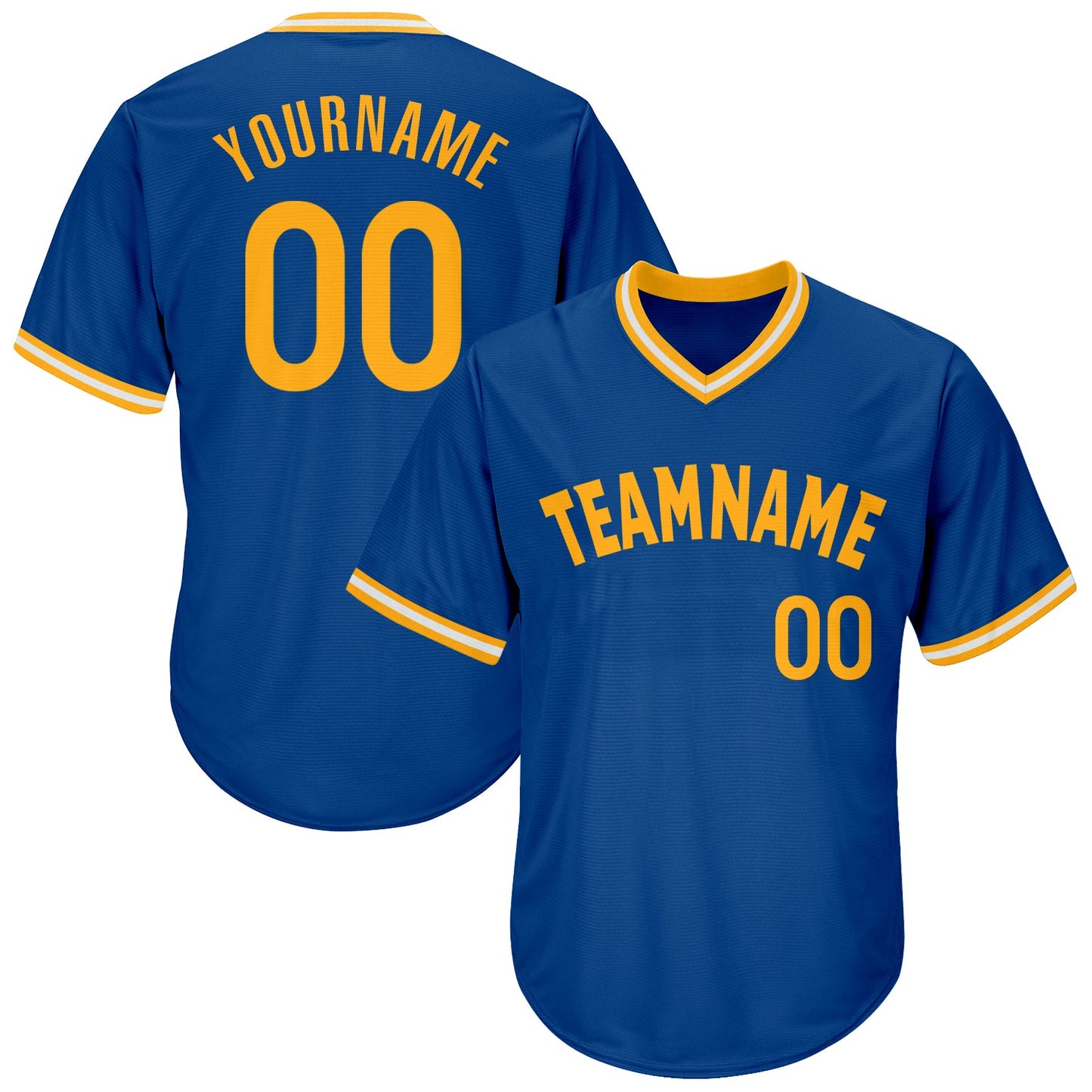 Custom Royal Gold-White Authentic Throwback Rib-Knit Baseball Jersey Shirt - Main View