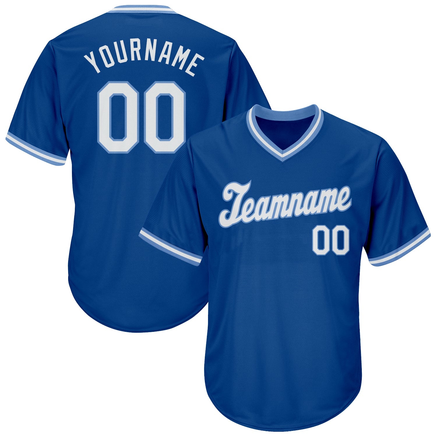 Custom Royal White-Light Blue Authentic Throwback Rib-Knit Baseball Jersey Shirt - Main View