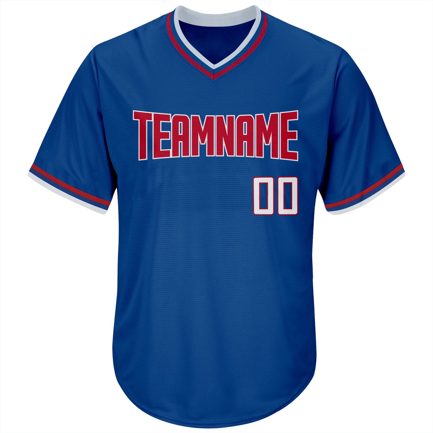 Custom Royal Red-White Authentic Throwback Rib-Knit Baseball Jersey Shirt view 2