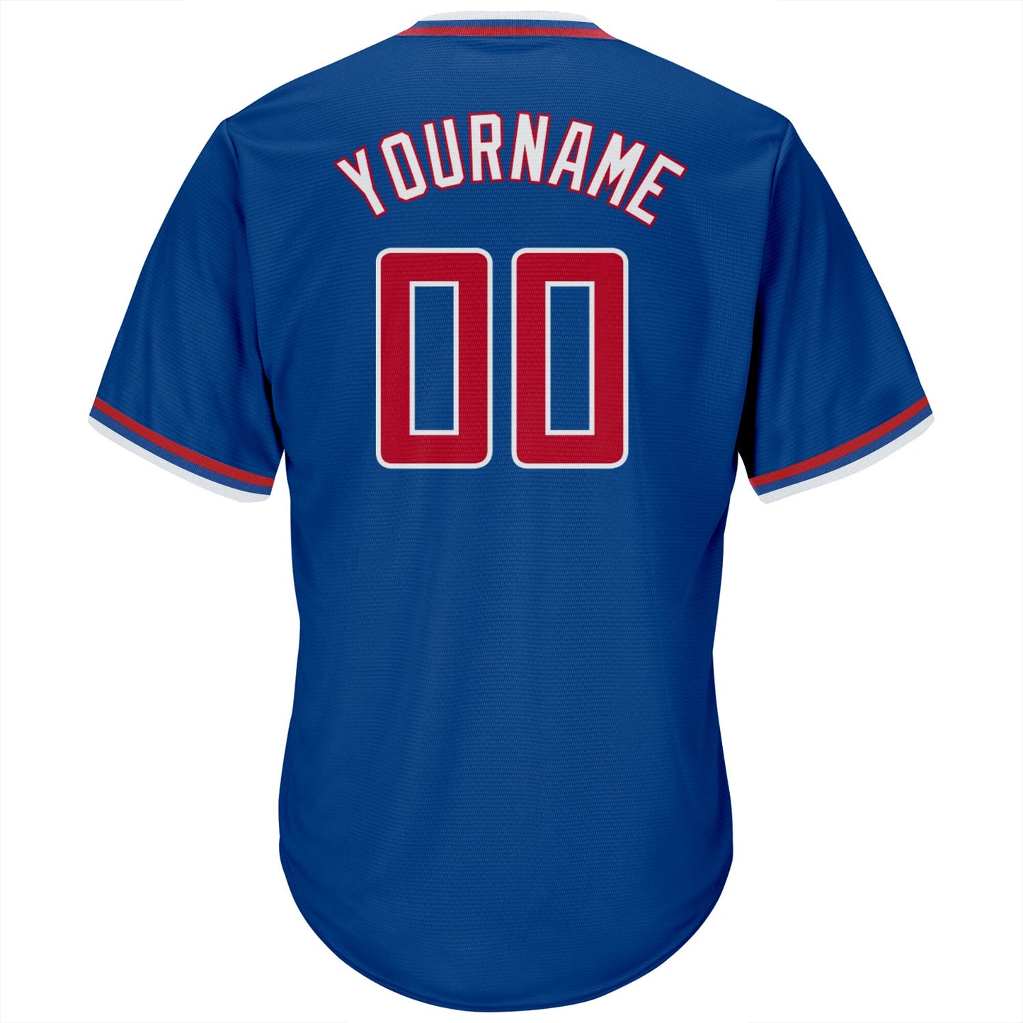 Custom Royal Red-White Authentic Throwback Rib-Knit Baseball Jersey Shirt view 3