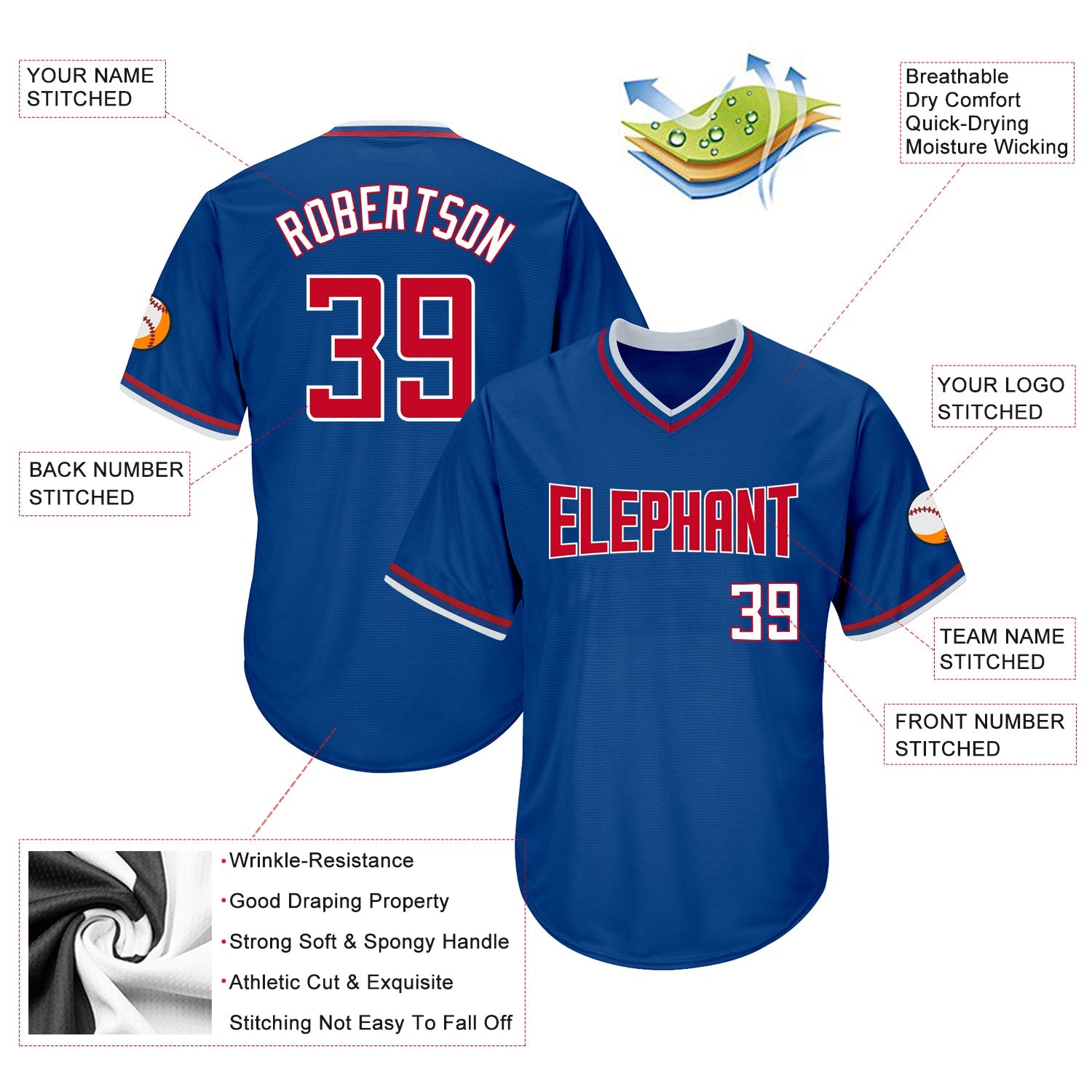 Custom Royal Red-White Authentic Throwback Rib-Knit Baseball Jersey Shirt view 4